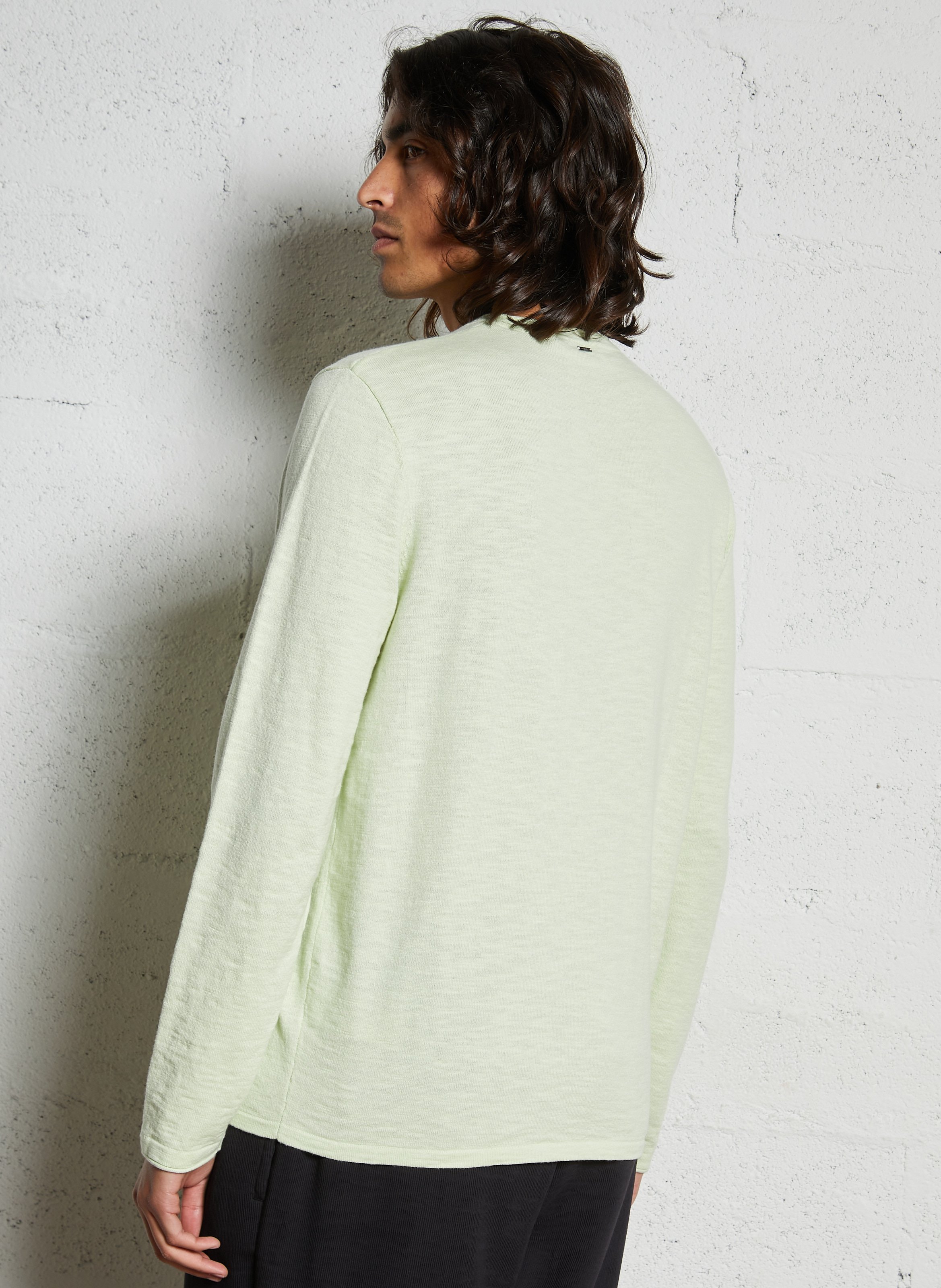 Pull droit col rond en tricot flammé IKKS Vert