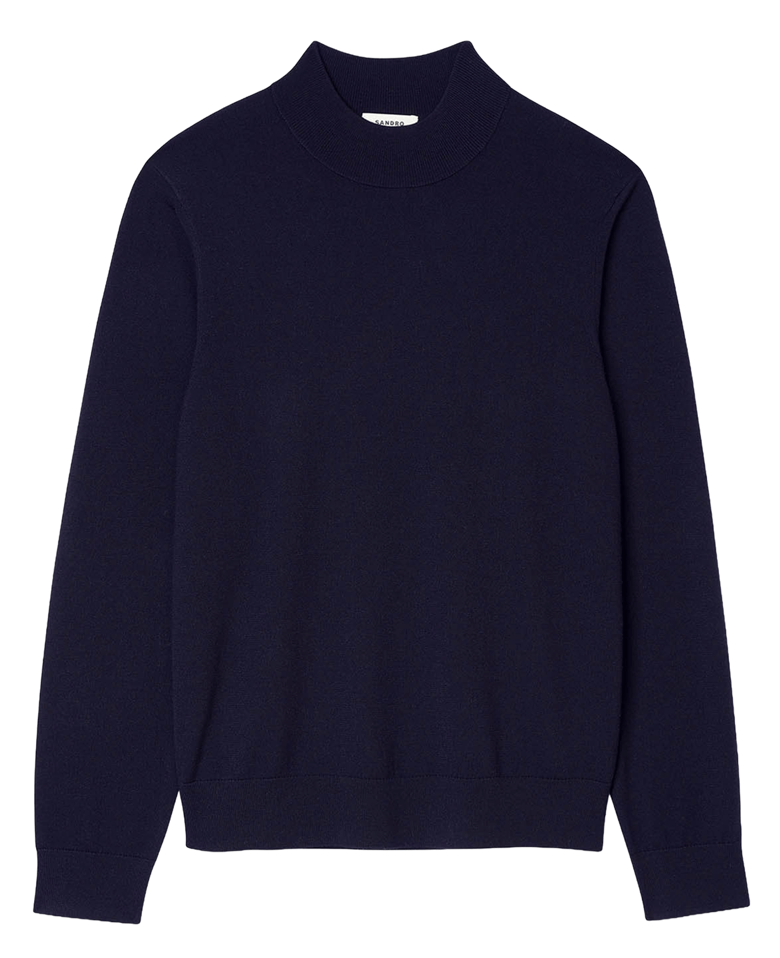 Pull droit manches longues uni en laine SANDRO Bleu