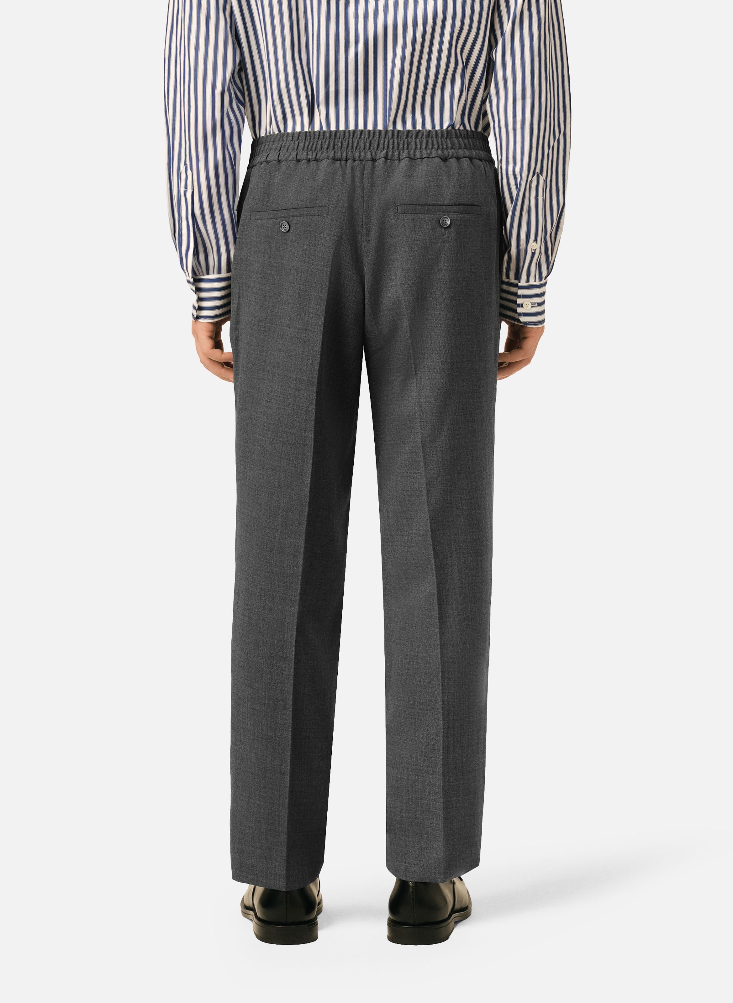 Pantalon en laine taille élastiquée AMI PARIS Gris