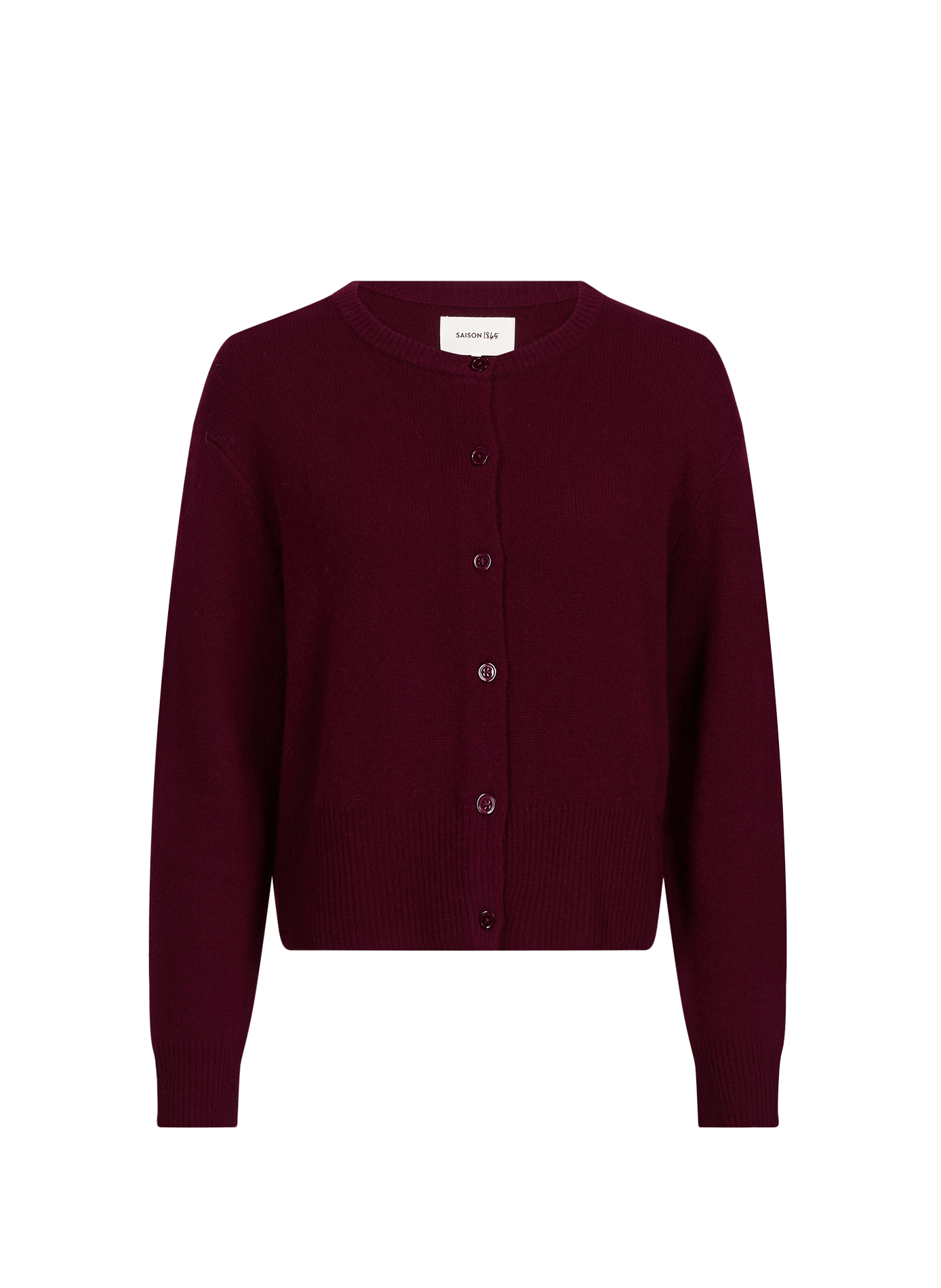 Cardigan duveteux à col rond en cachemire SAISON 1865 Rouge