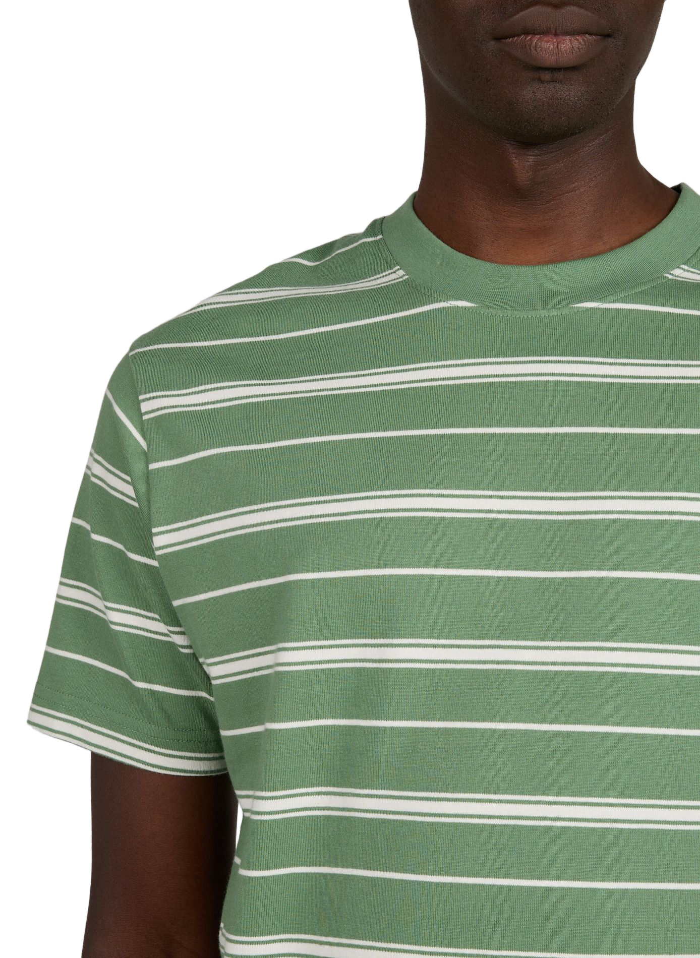 Round neck striped cotton T-shirt MINIMUM Green