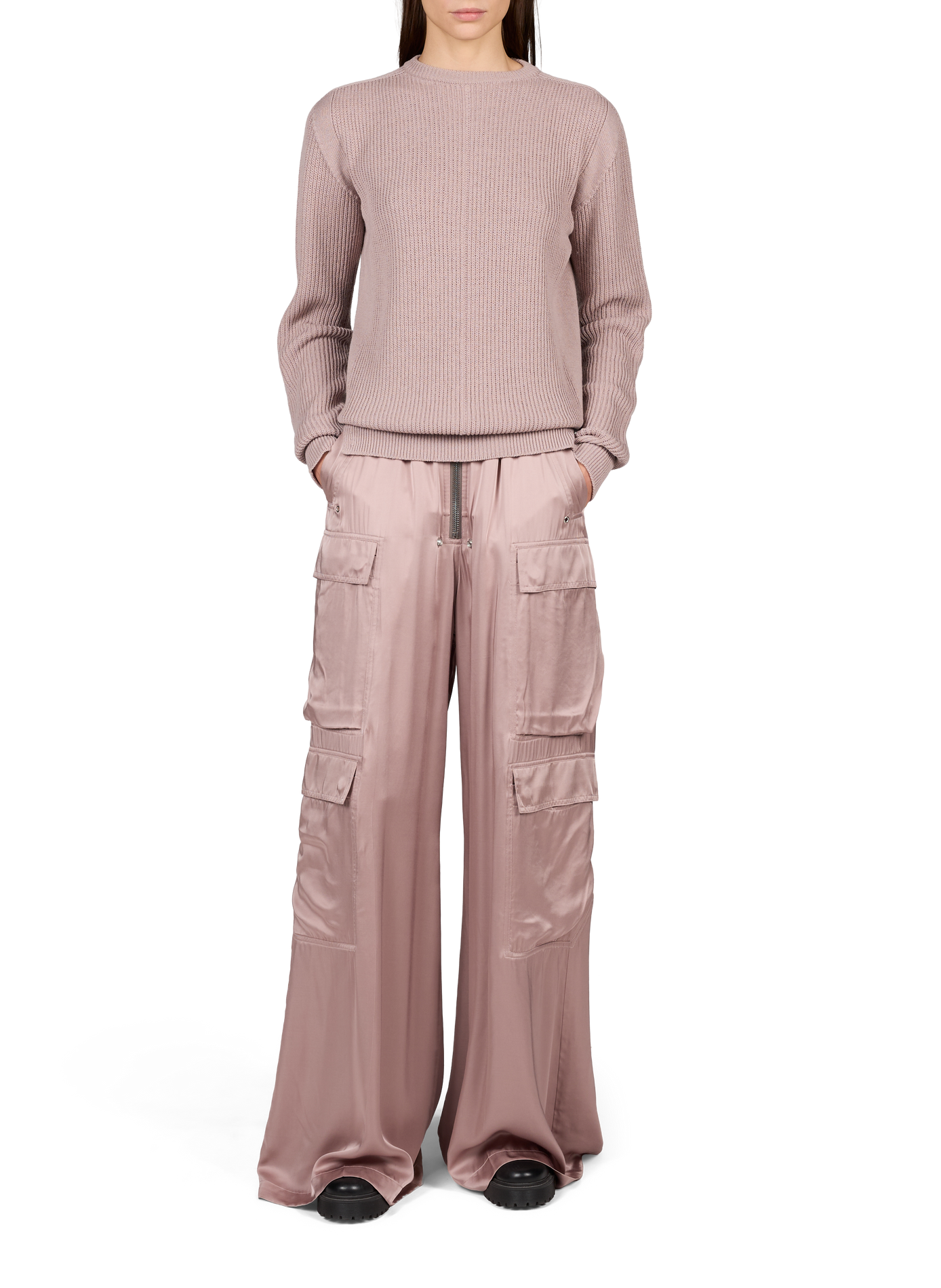Round neck wool knit sweater RICK OWENS Pink