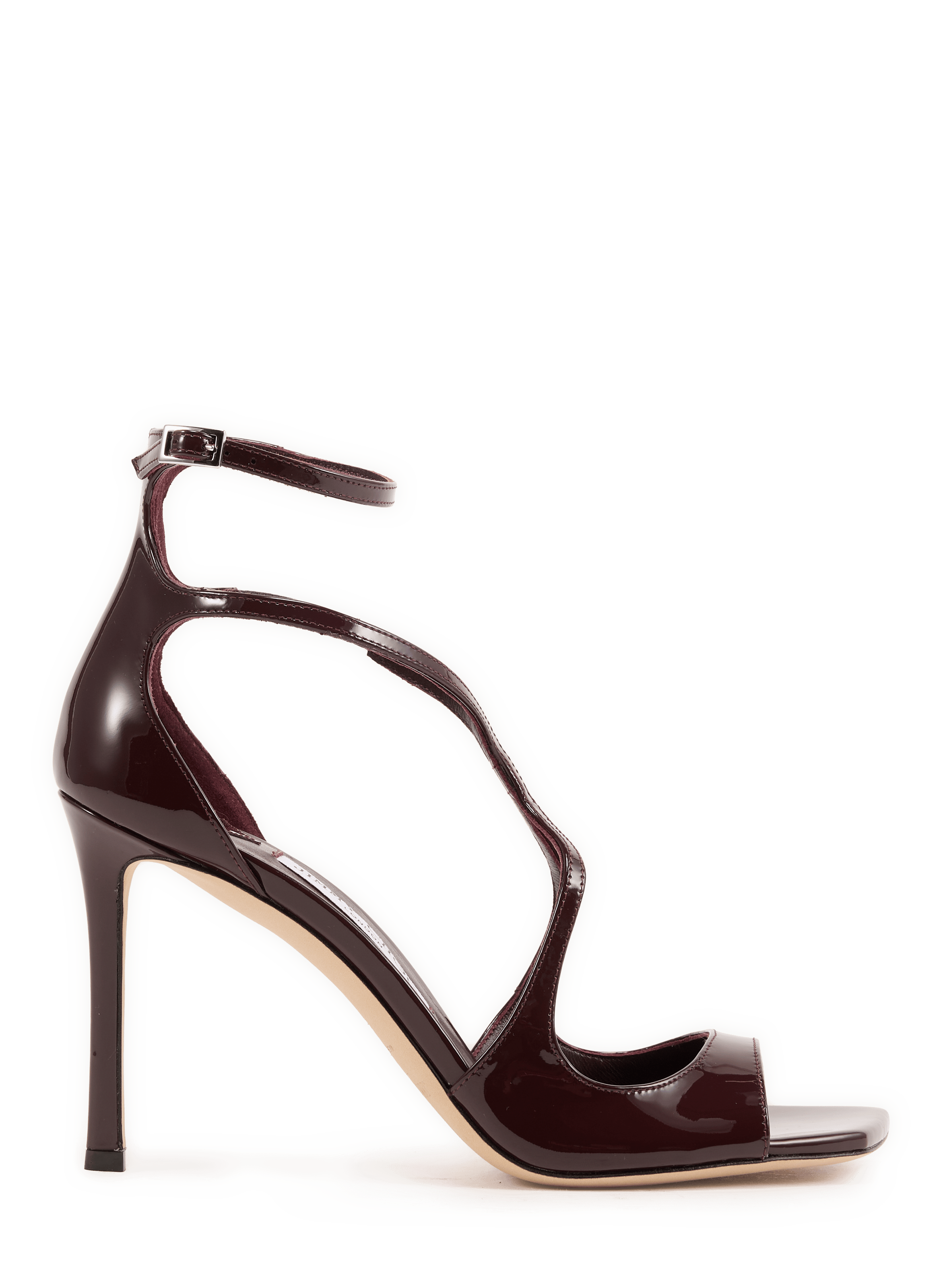 Sandales Azia 95 à talons en cuir vernis JIMMY CHOO Marron
