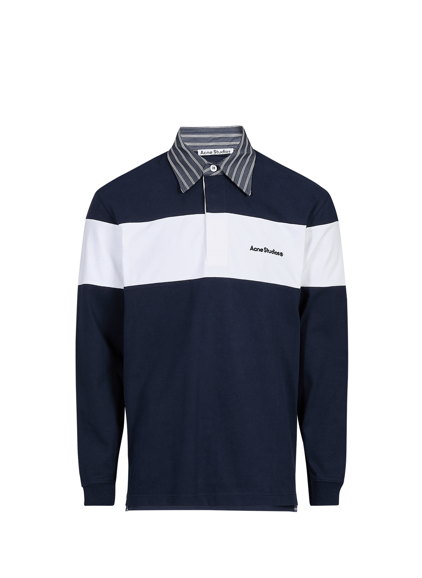 Sweat rayé col polo droit ACNE STUDIOS Bleu