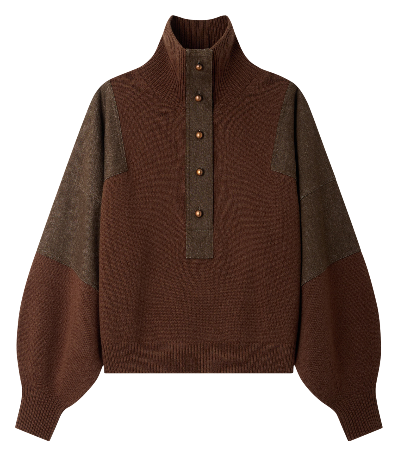 Pull oversize col montant en laine wyssal SESSUN Marron