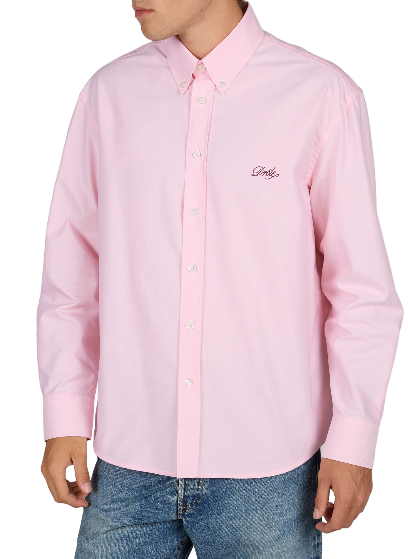 Chemise ample col boutonné en coton DROLE DE MONSIEUR Rose