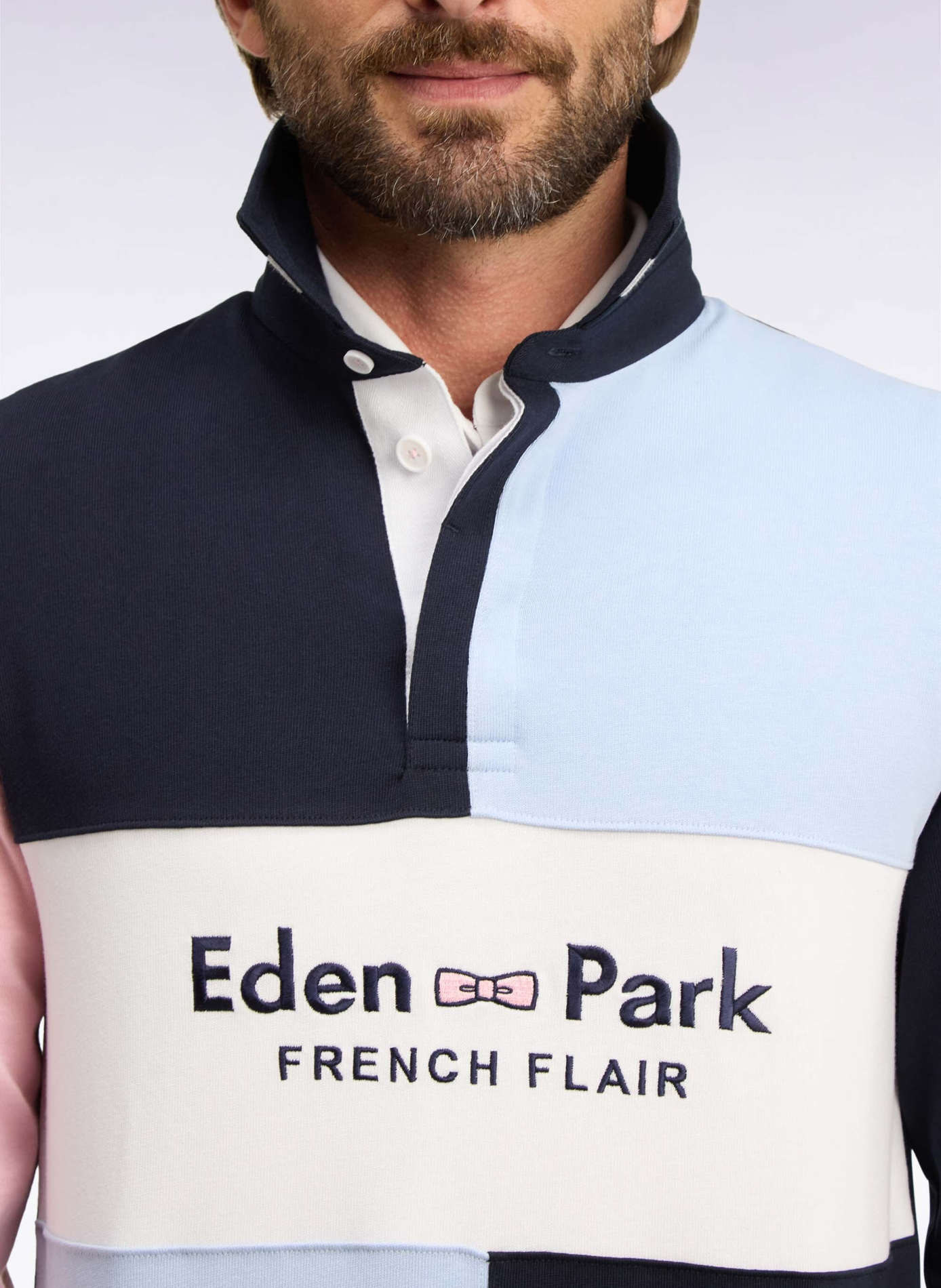 Polo color-block à logo en coton EDEN PARK Blau