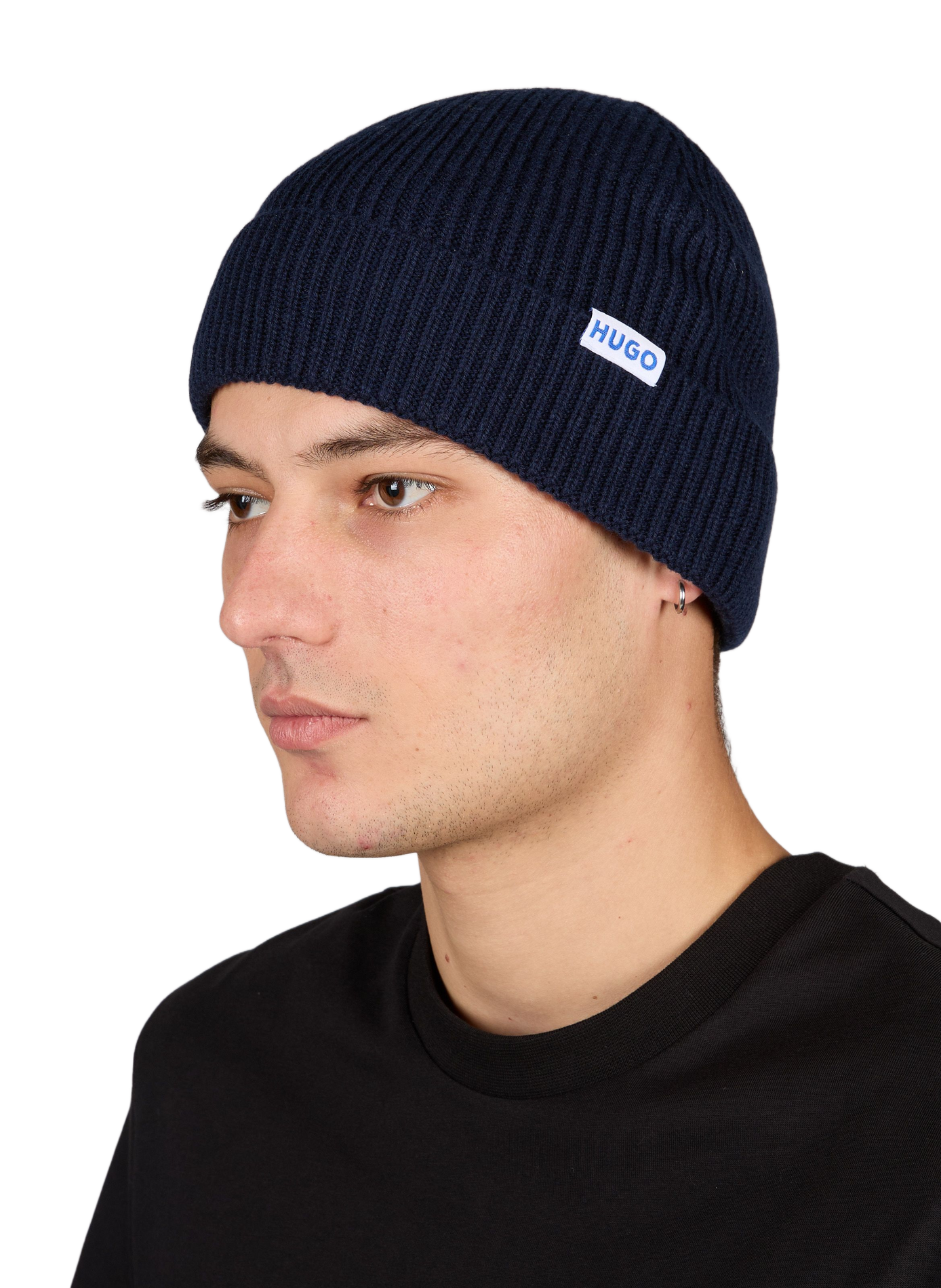 Effen muts met omslag HUGO BLUE Blauw