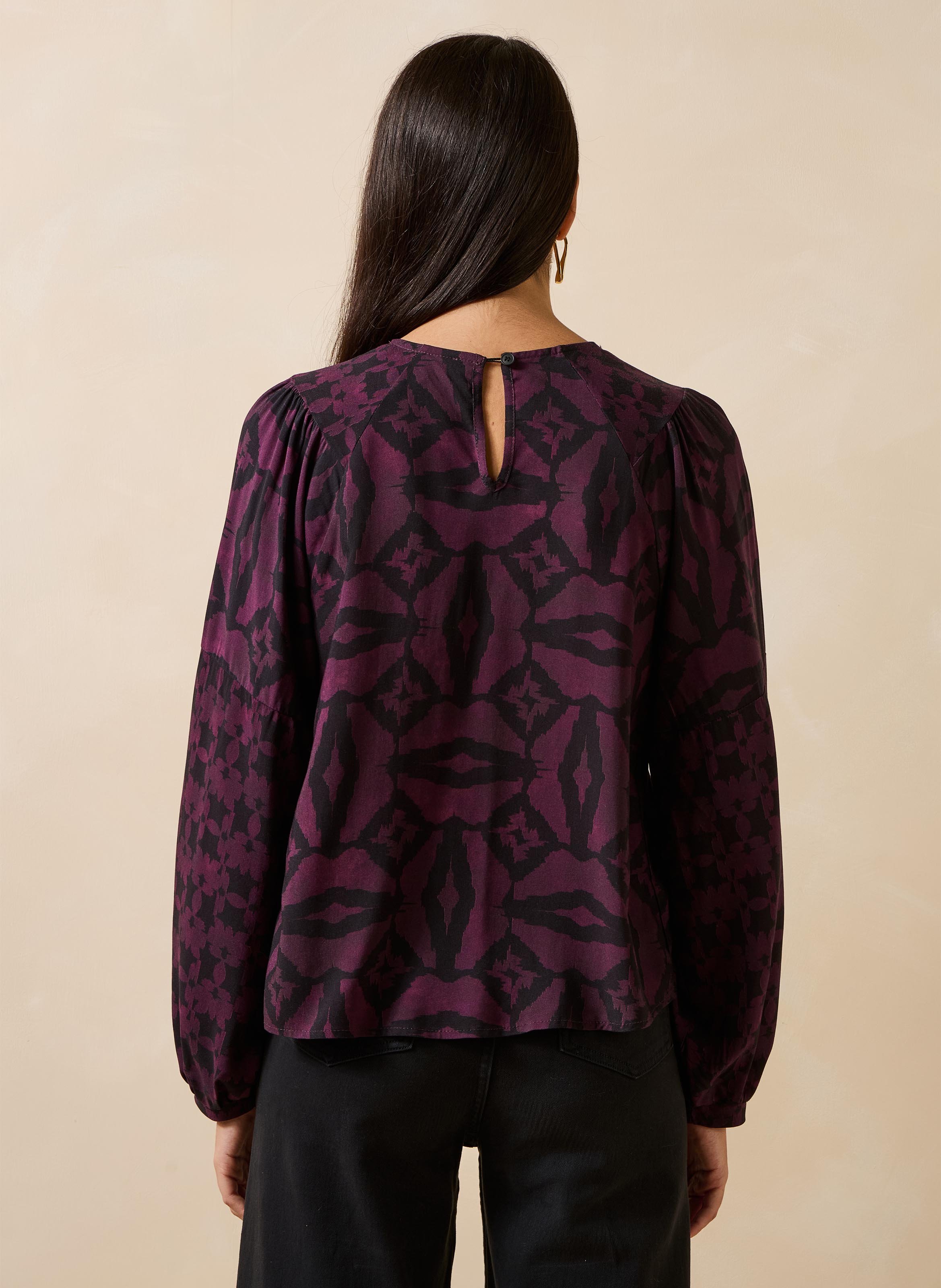 Losvallende top met lange mouwen, ronde hals en print LA FEE MARABOUTEE Veelkleurig