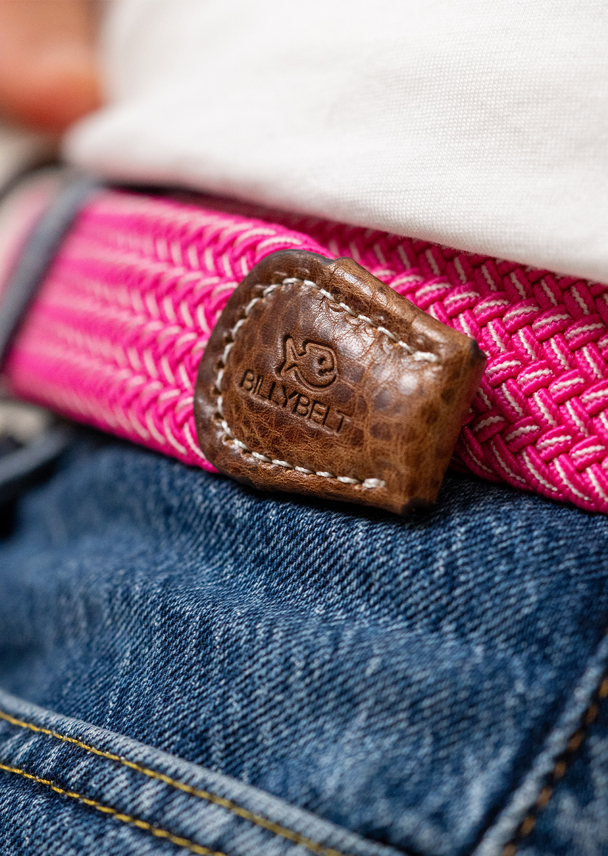 Ceinture tressée élastique multicolore BILLYBELT Rose