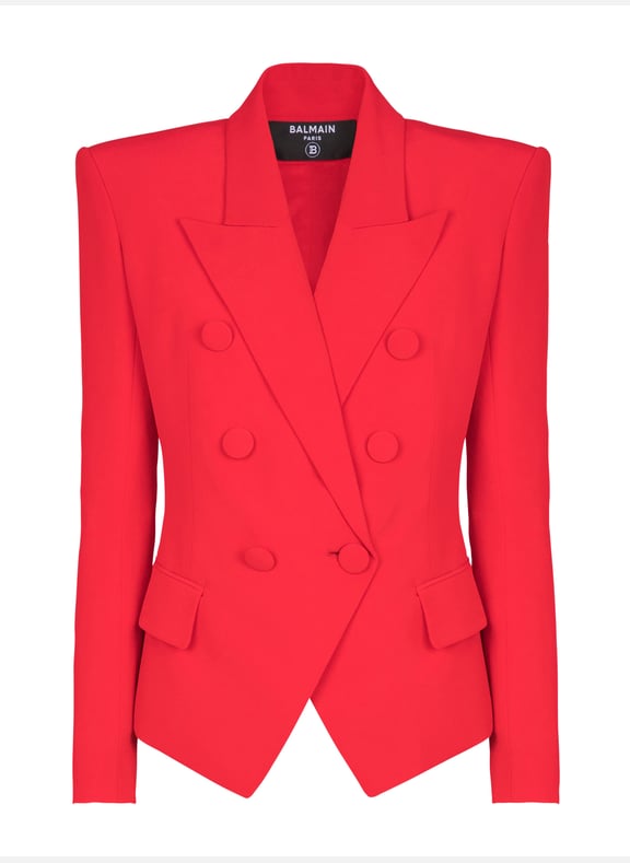 Veste ajustée 6boutons en crêpe Rouge by BALMAIN BALMAIN Veste ajustée 6boutons en crêpe Rouge