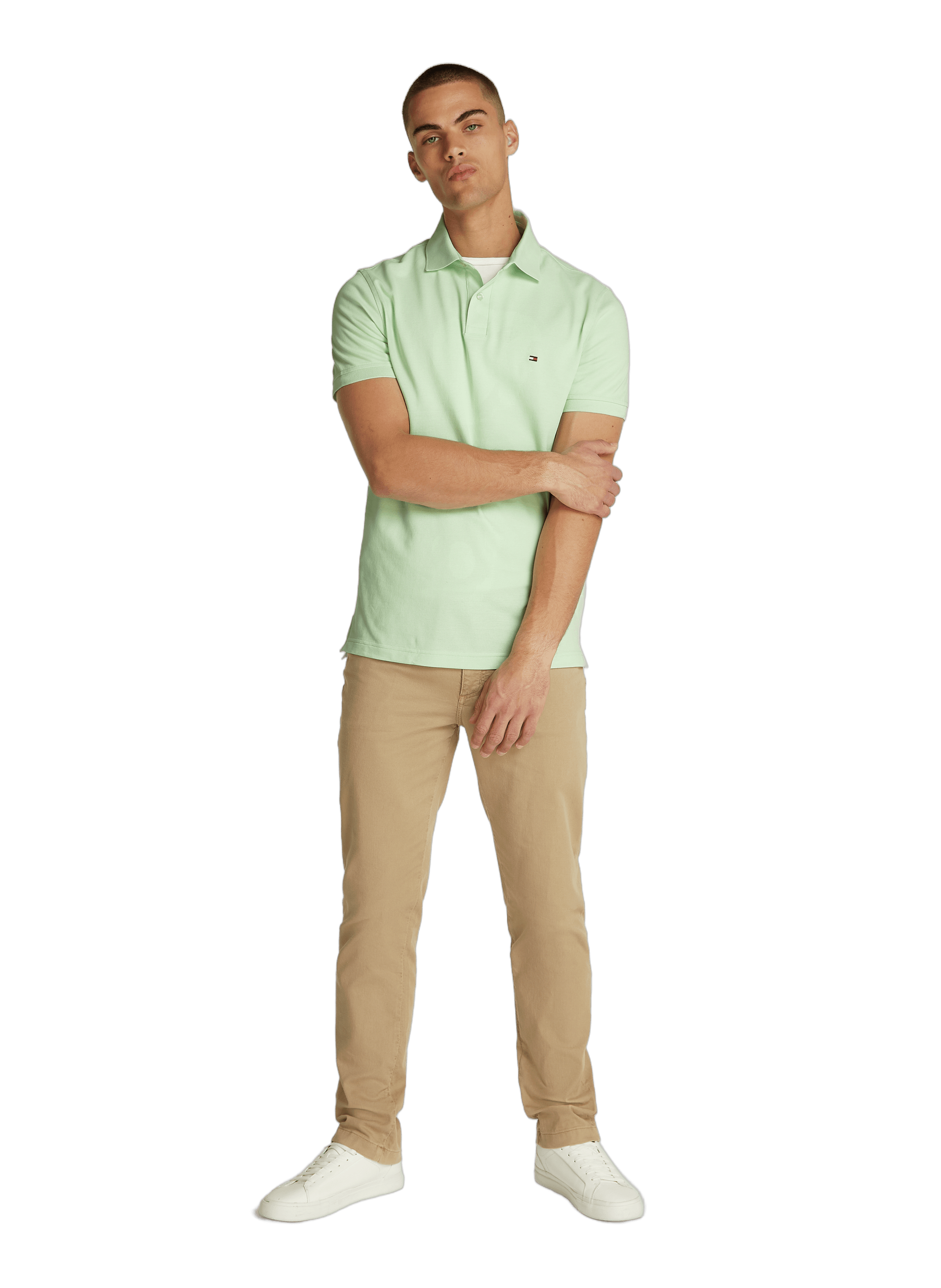 Polo droit en piqué de coton TOMMY HILFIGER Vert