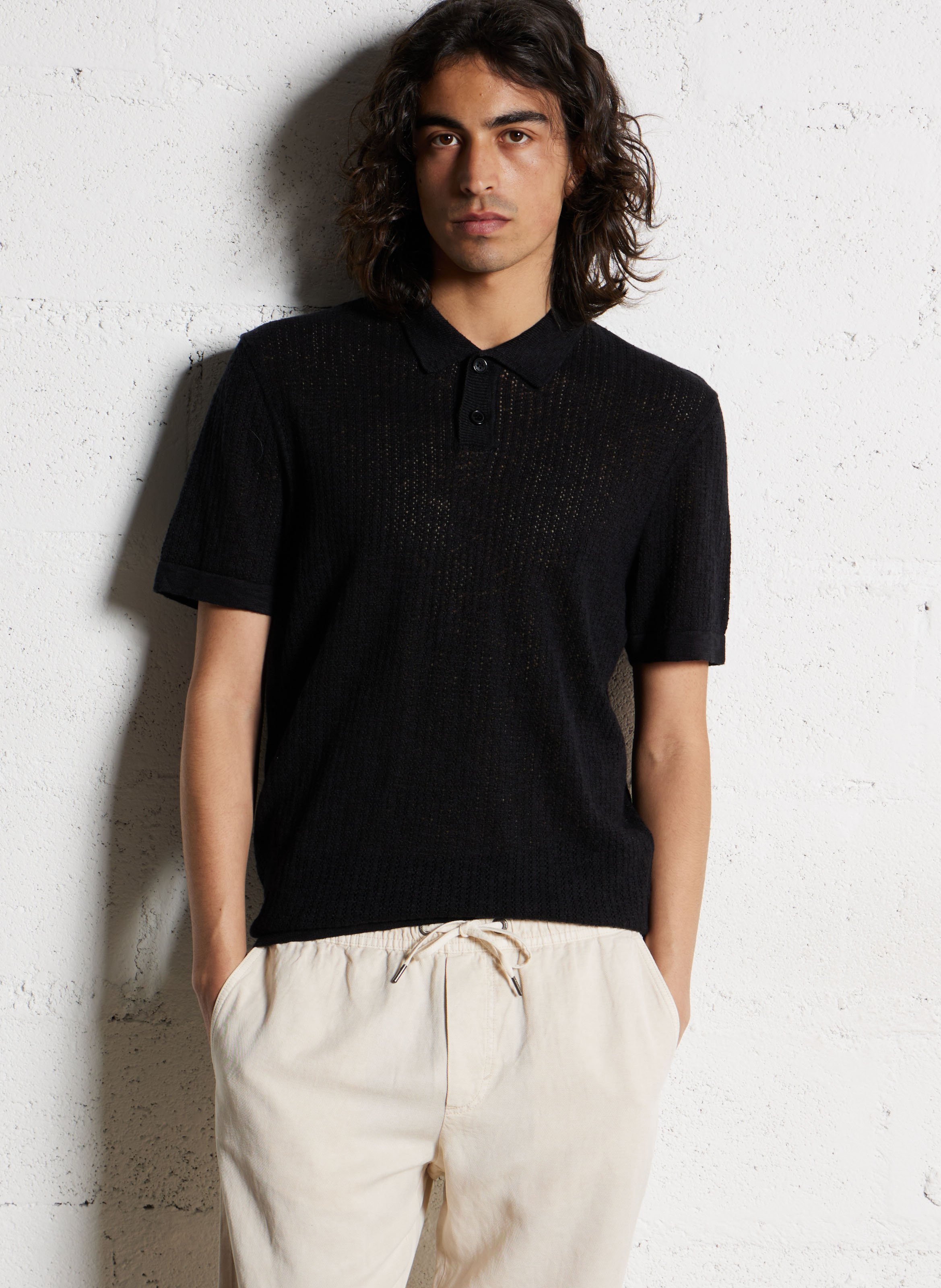 Polo en coton mélangé IKKS Noir