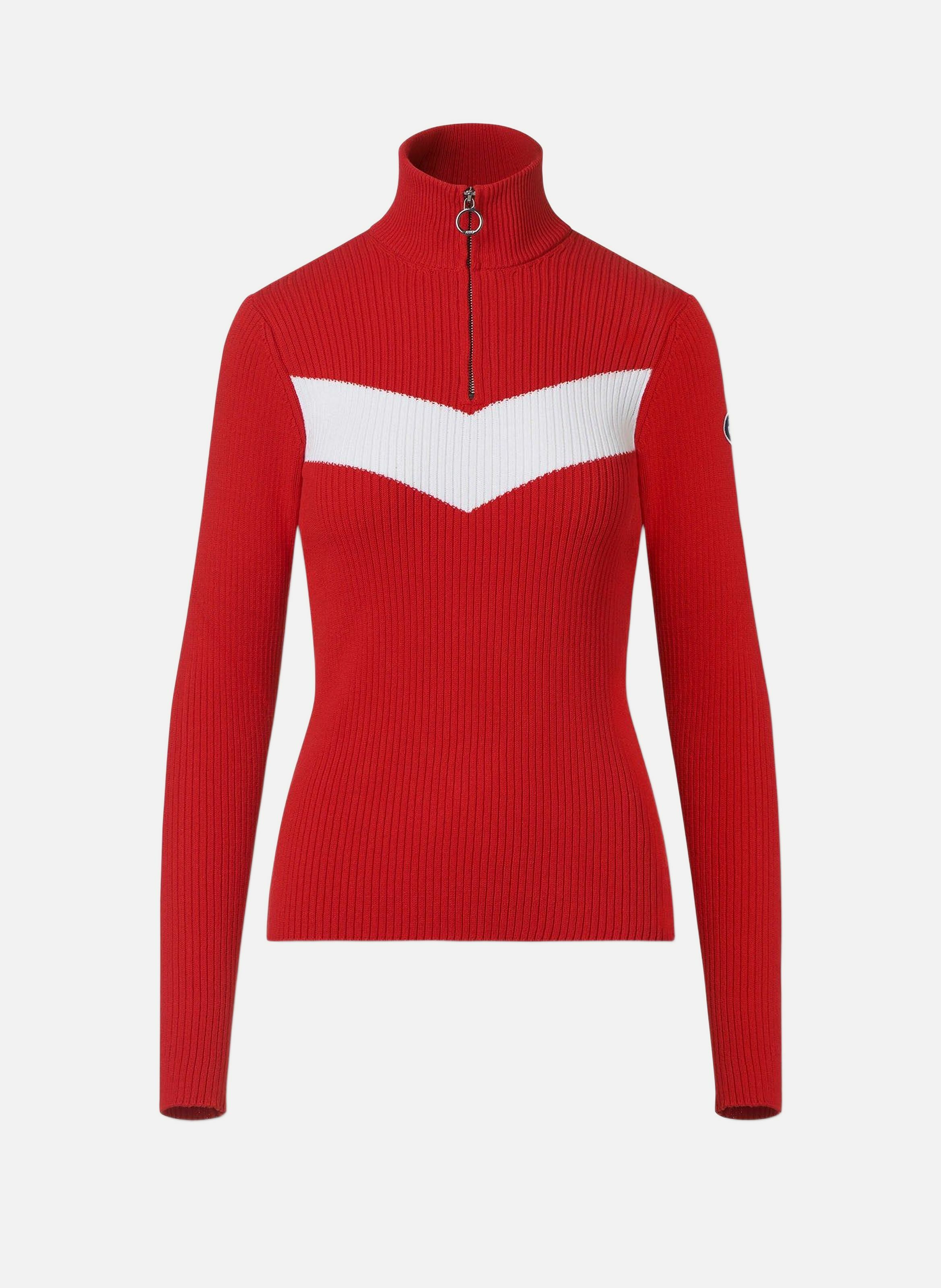 Pull andromede col montant coupe ajustée FUSALP Rouge