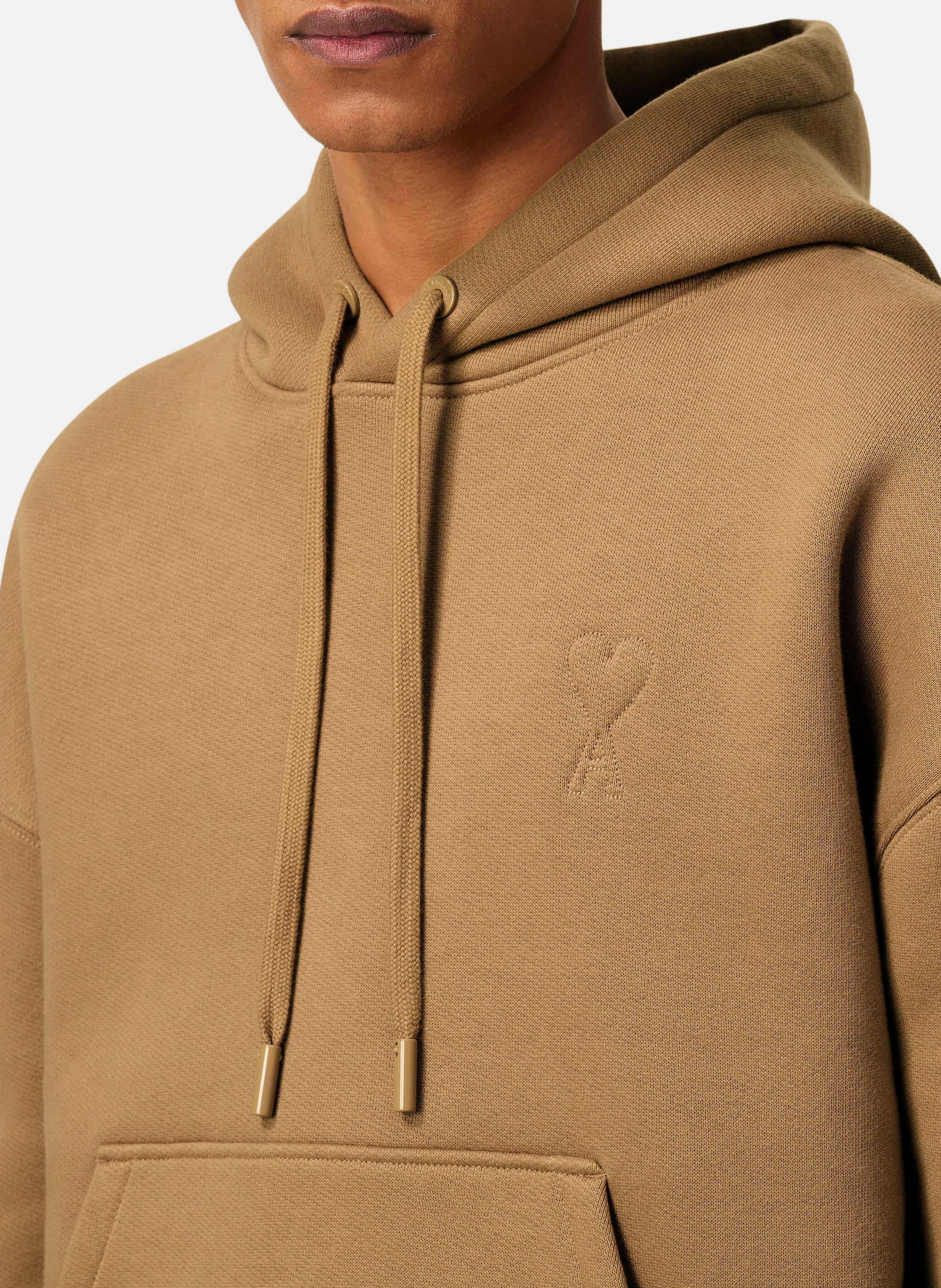 Hoodie ami de coeur embossé unisexe en coton AMI PARIS Marron