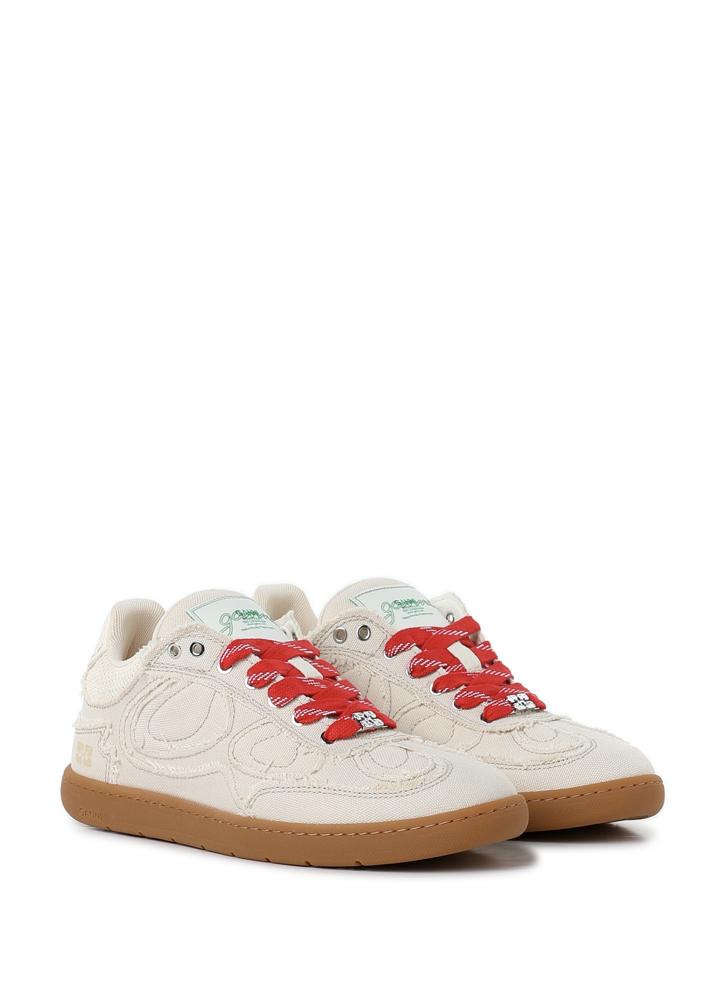 Baskets en toile à motifs surpiqués GANNI Beige