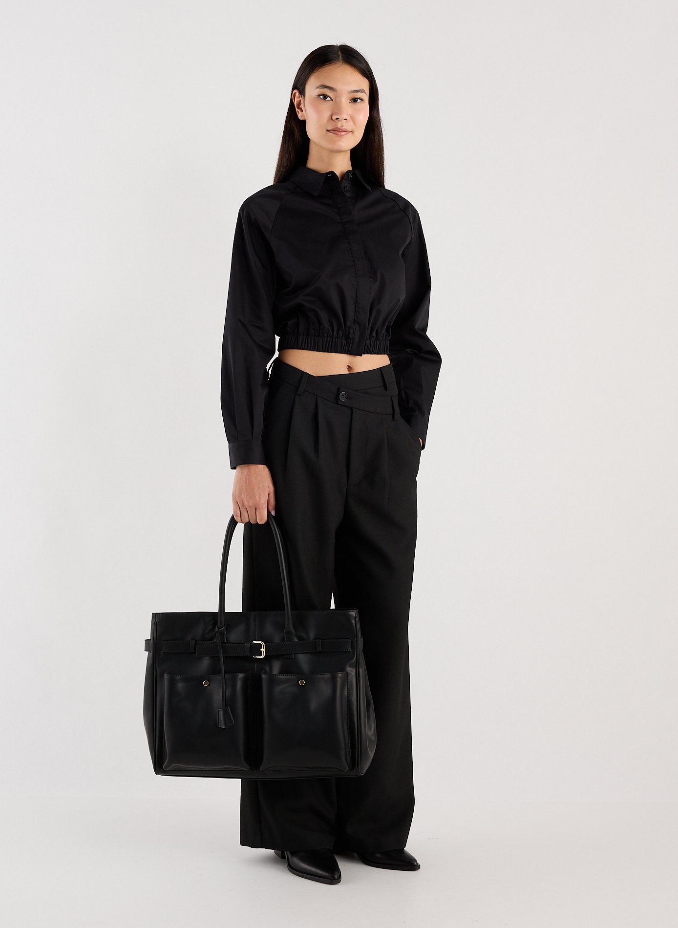 High-waisted wide-leg trousers SAISON 1865 Black
