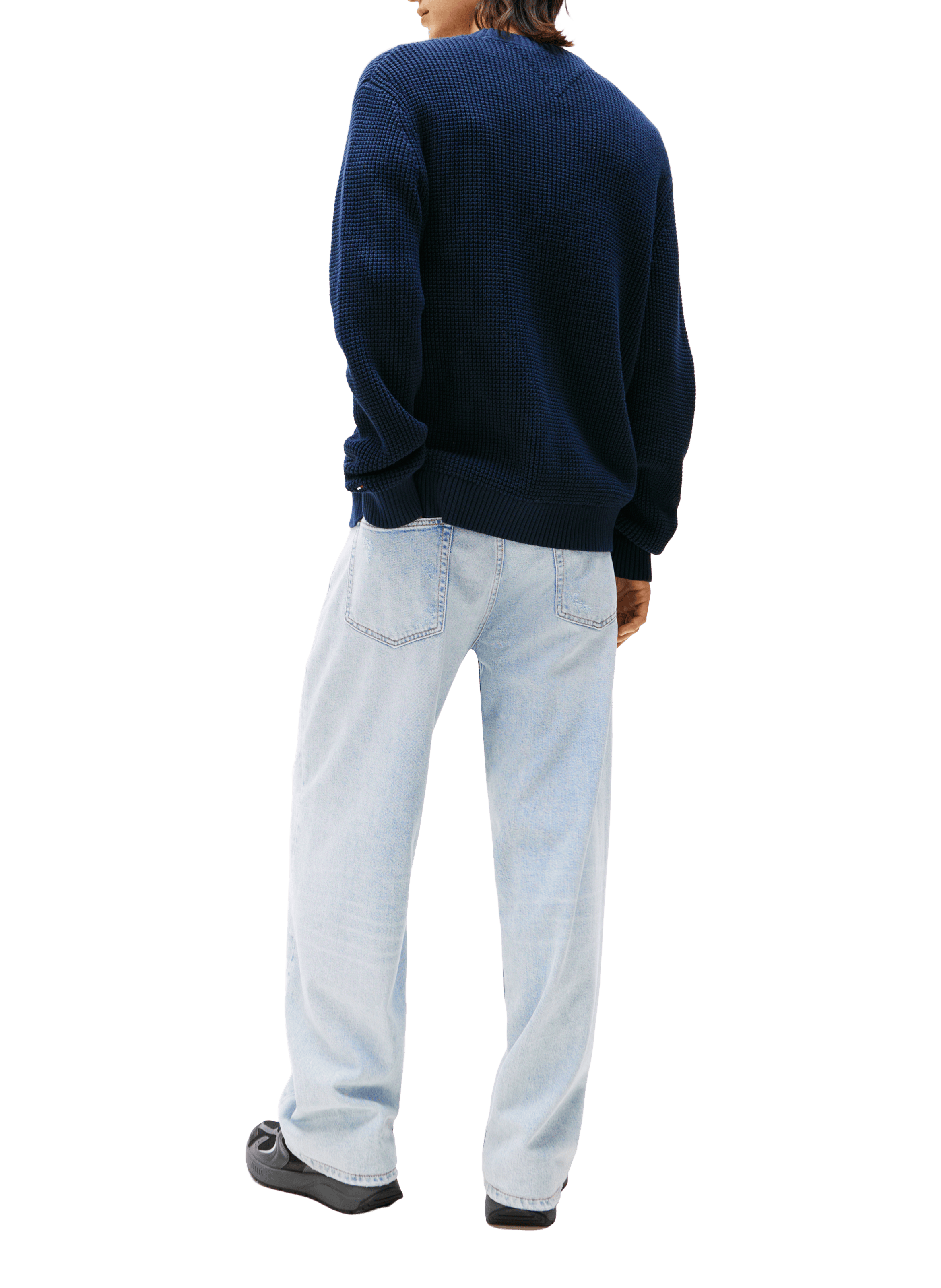 Thick knit sweater with embroidered logo TOMMY HILFIGER Blue