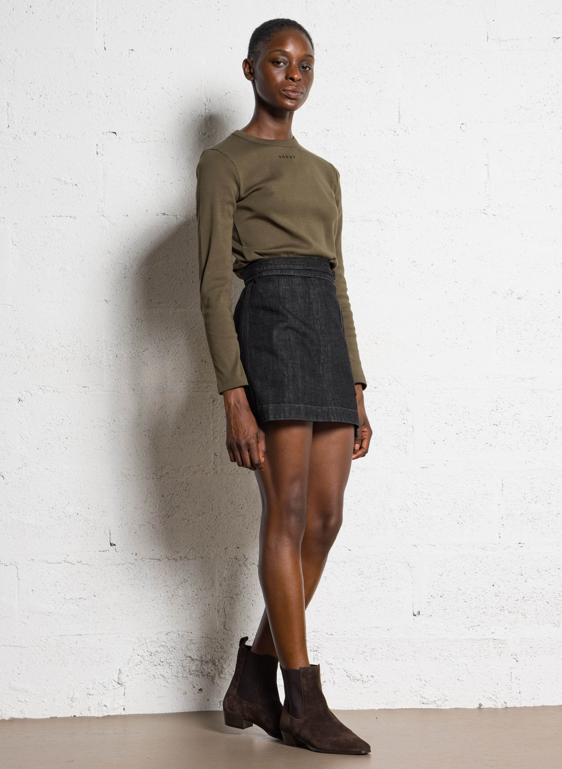 Jupe courte en jean eloise SOEUR Noir