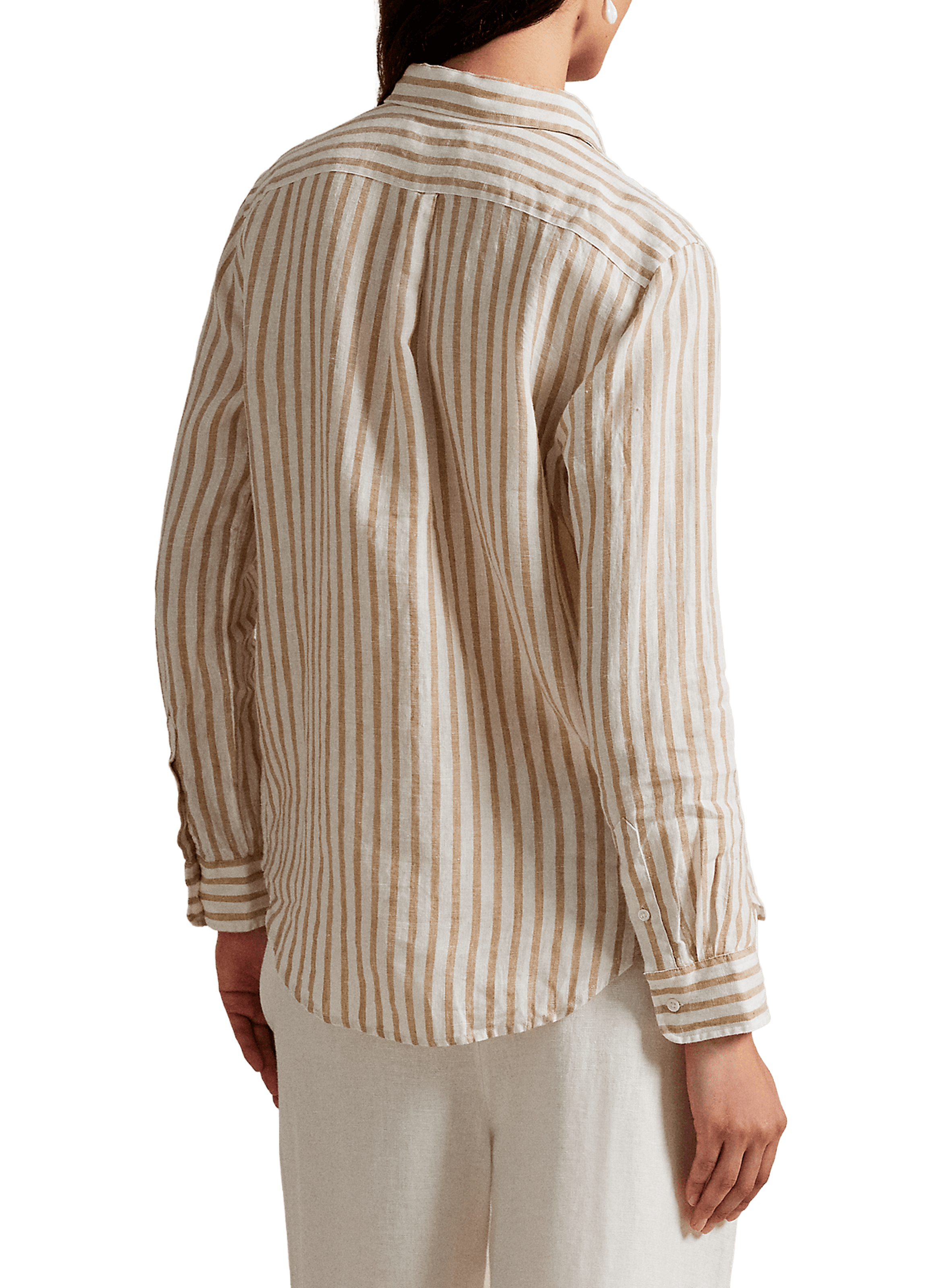 Chemise à rayures en lin POLO RALPH LAUREN Marron