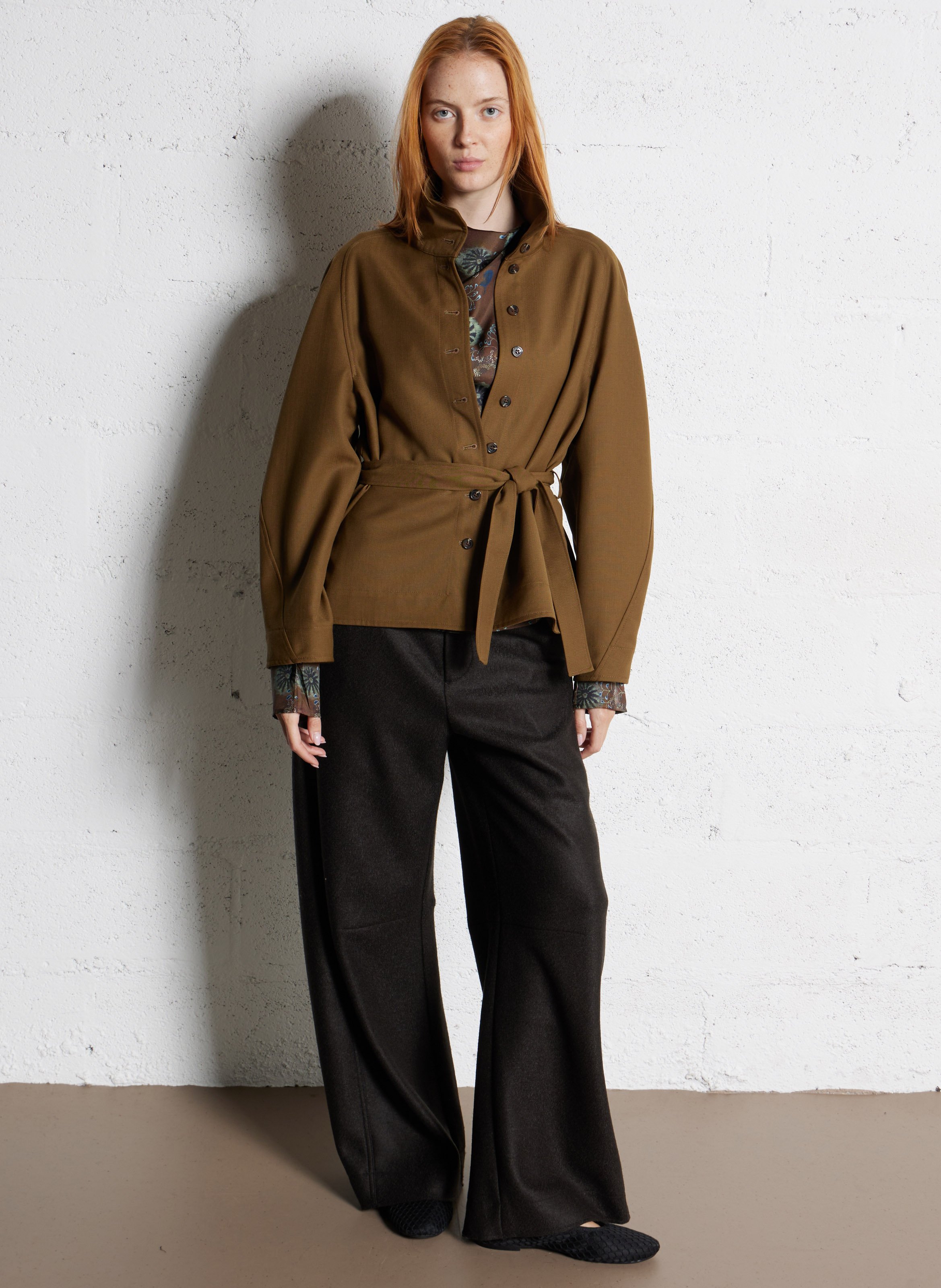 Top manches longues asymétrique à motifs en soie fresia SOEUR Multicolore