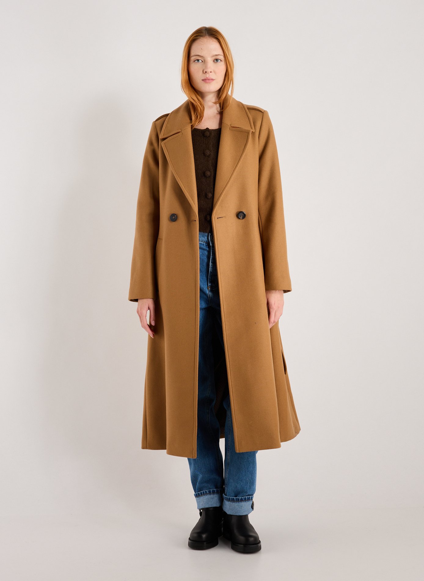 Long wool-blend coat TRENCH & COAT Brown