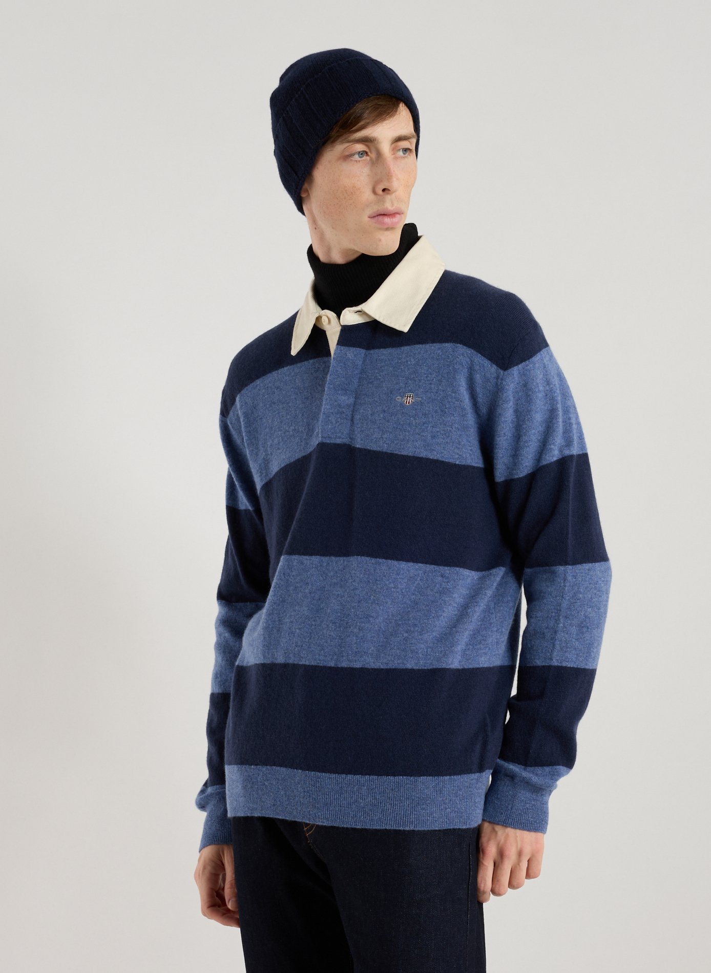 GANT Pull à col polo en laine  Bleu