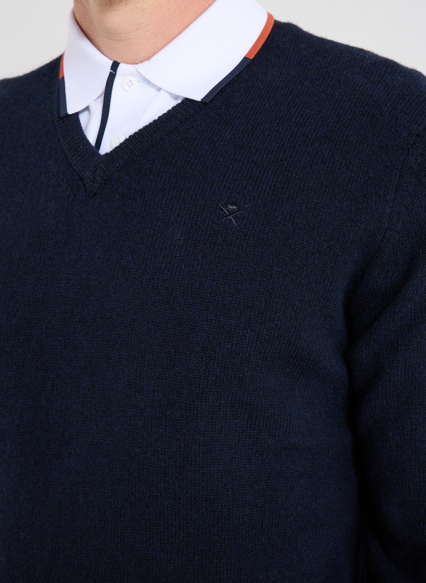 Straight V-neck wool jumper HACKETT Blue