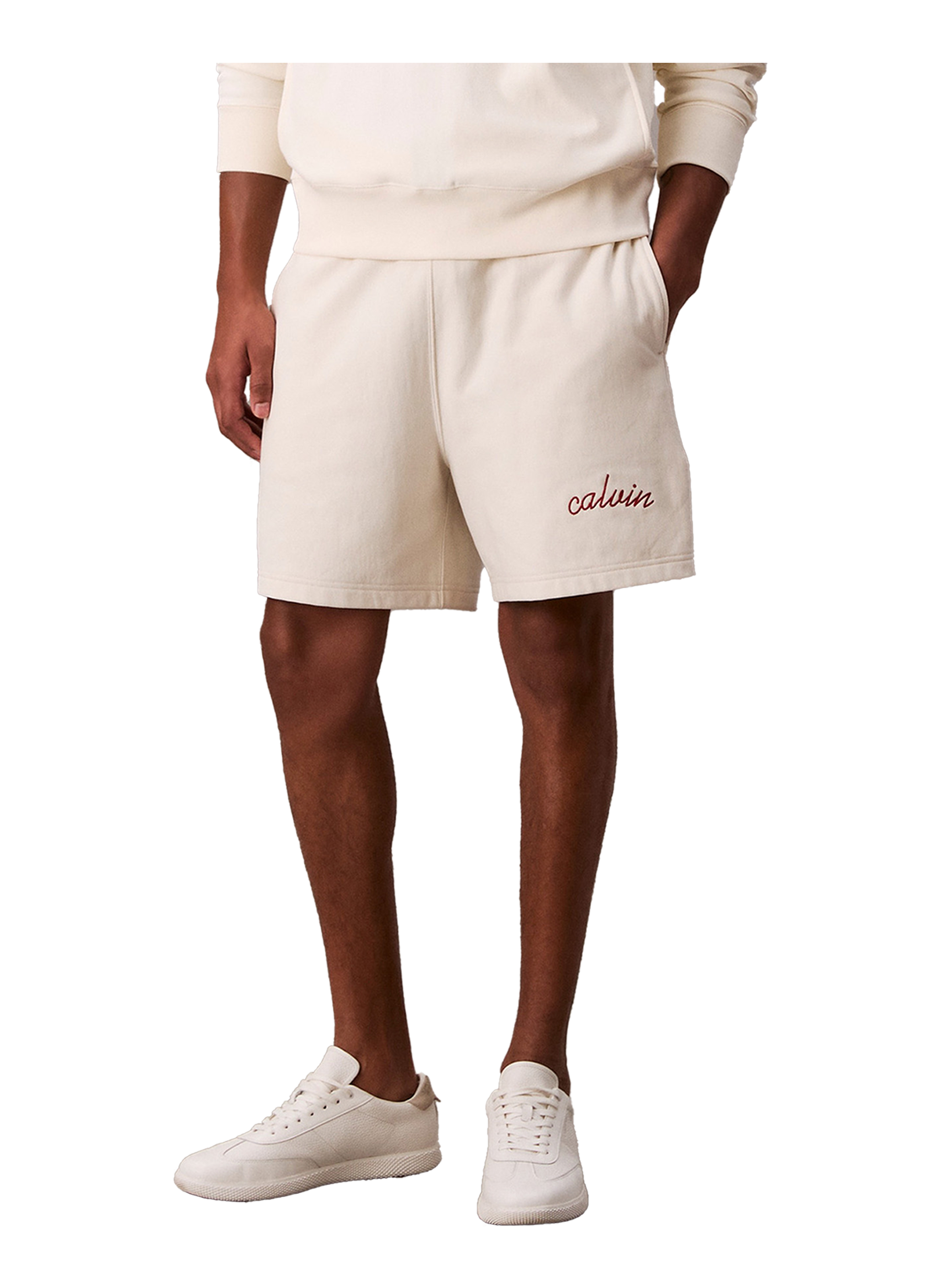 CALVIN KLEIN Short droit en coton mélangé Blanc