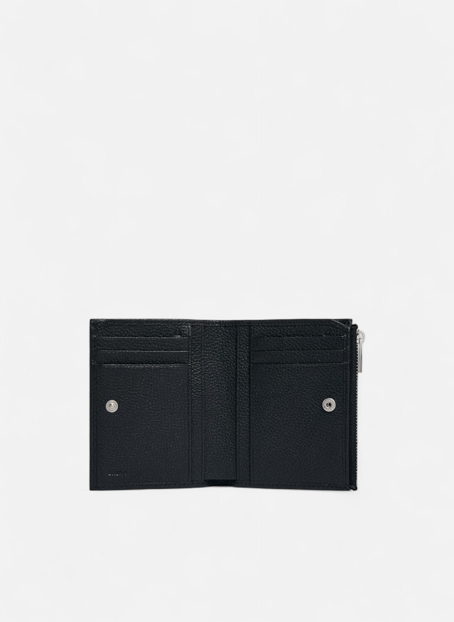 Portefeuille moyen modèle zippé charles en cuir grainé LE TANNEUR Noir