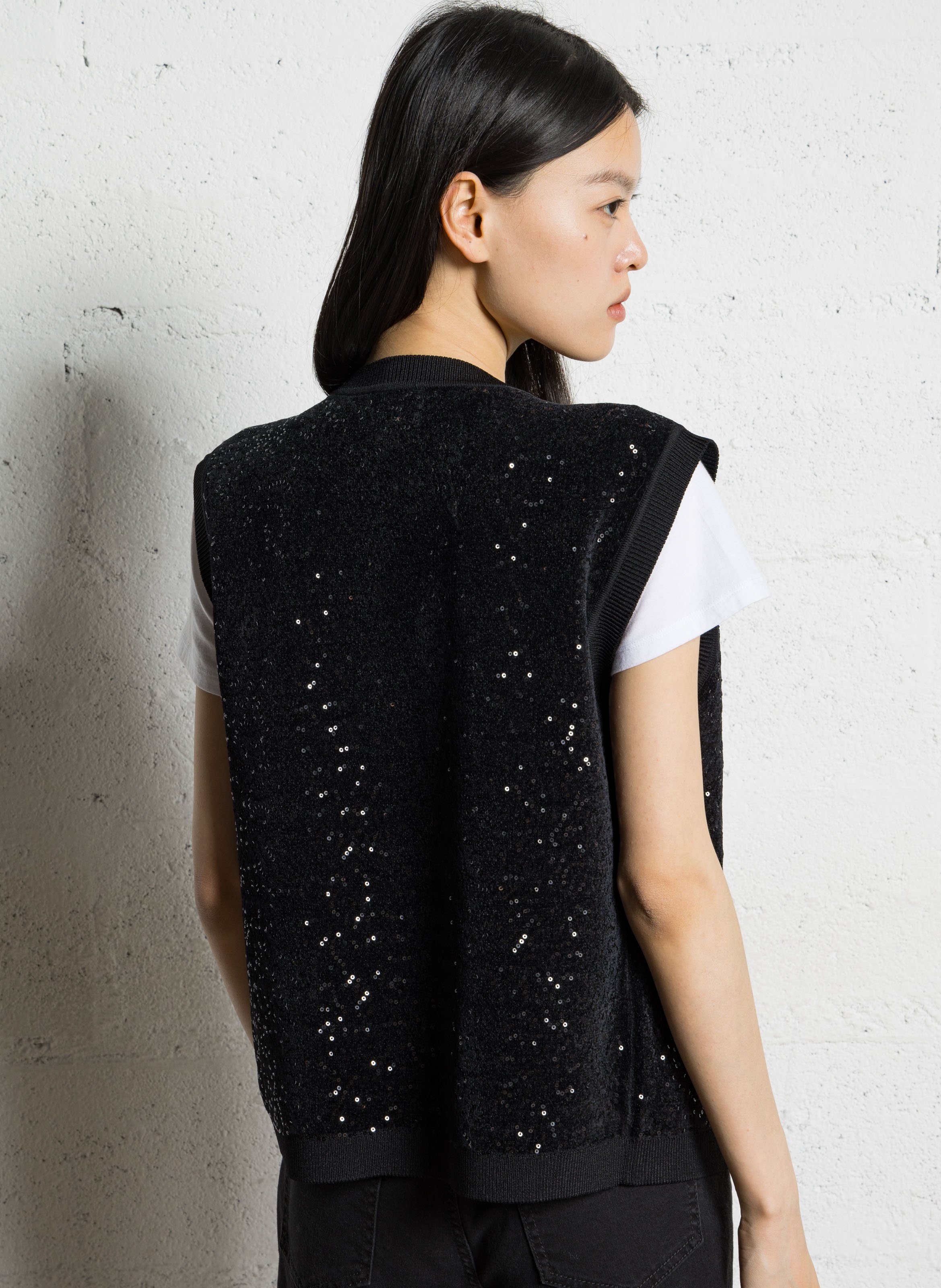 Gilet droit sans fermeture à sequins becka MAISON 123 Noir