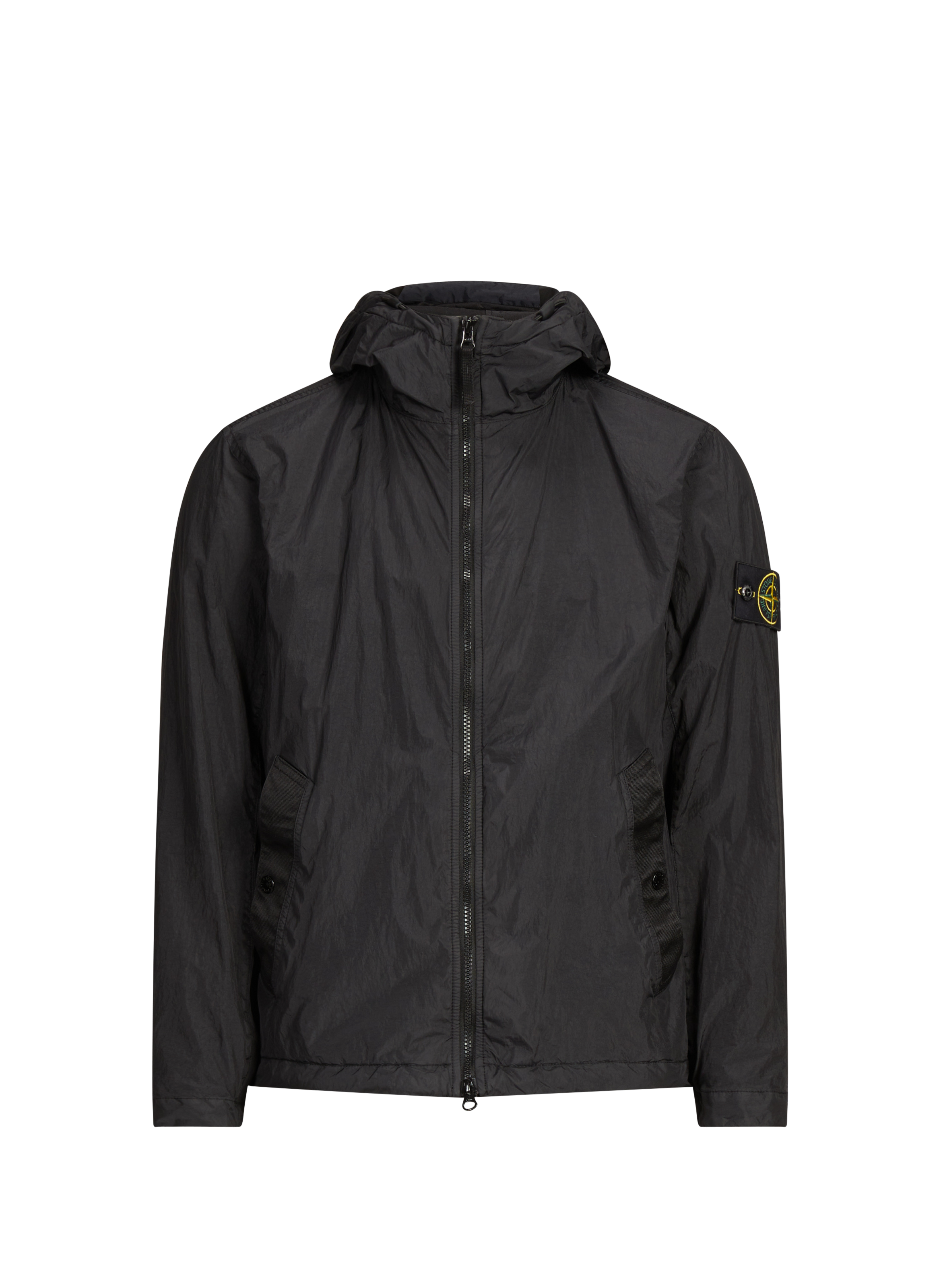 Recycled polyester-blend windbreaker jacket STONE ISLAND Black