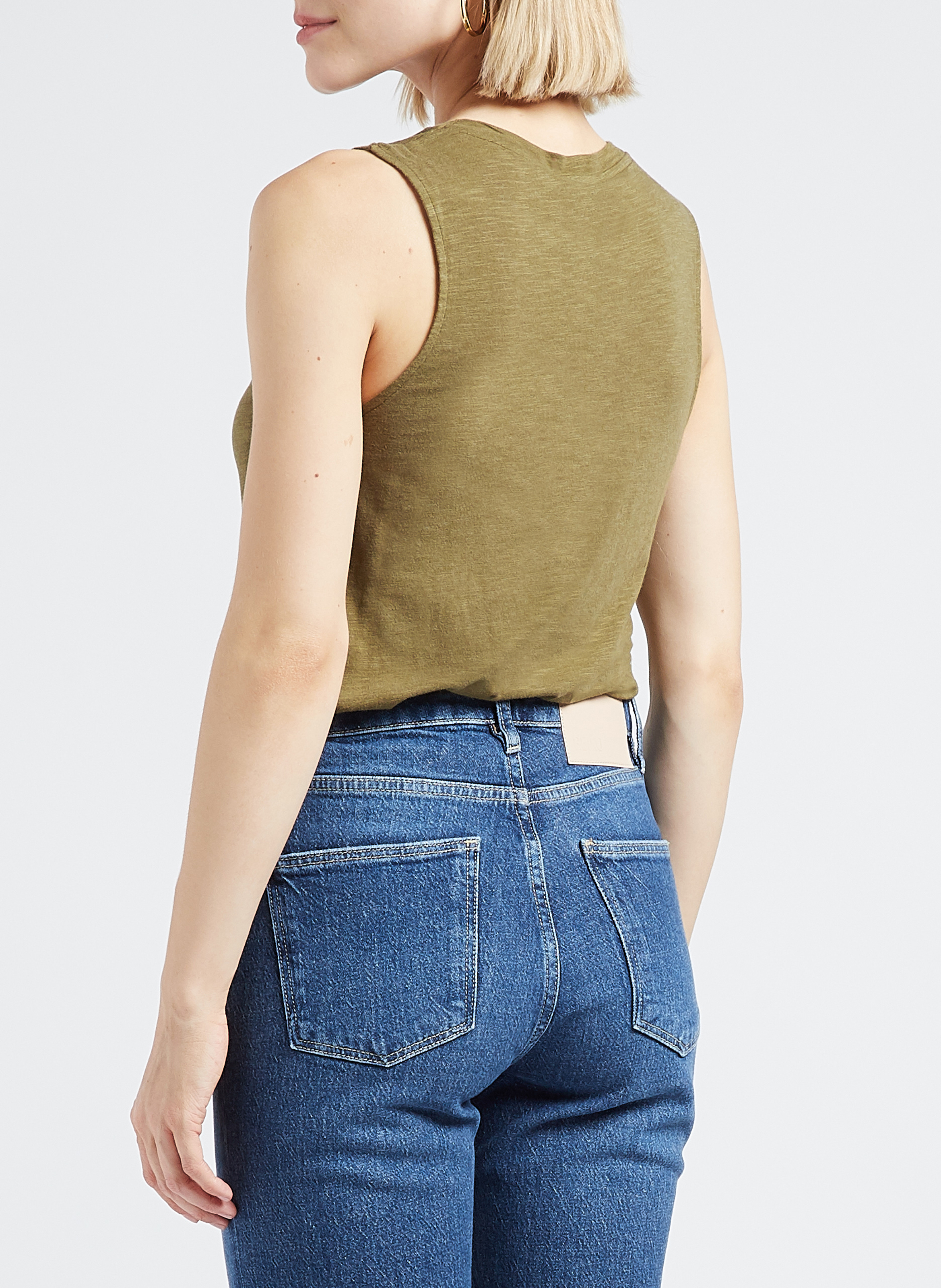 Débardeur à col rond en coton mélangé Jacksonville AMERICAN VINTAGE Kaki