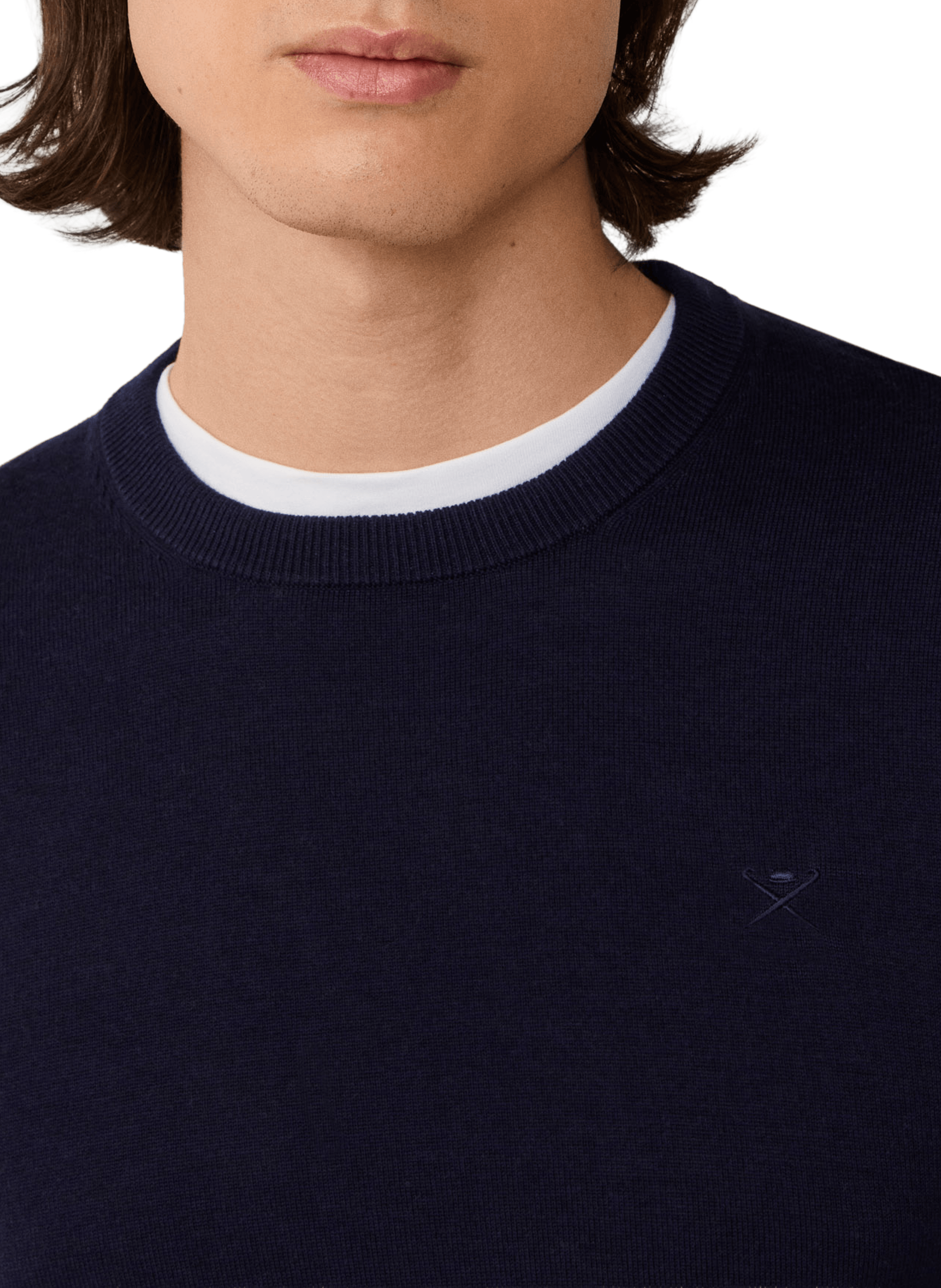 Round neck sweater in cotton and silk HACKETT Blue