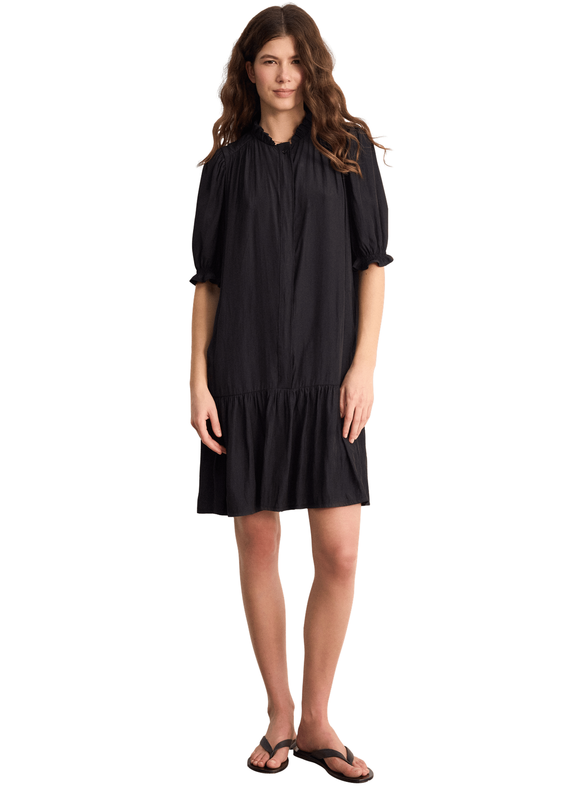 Robe droite et courte à volants - amalia PABLO Noir