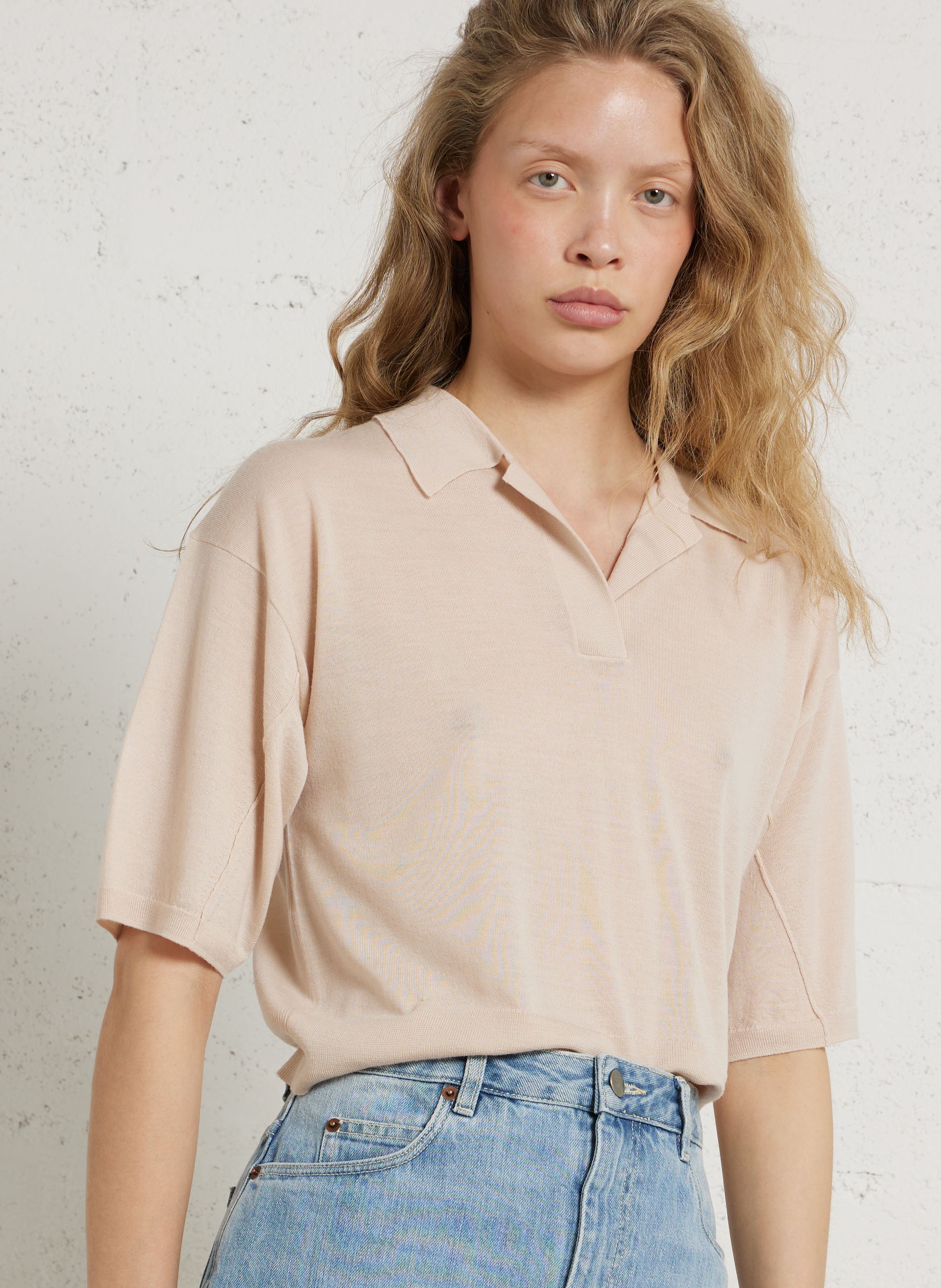 Pull col polo en laine elton SOEUR Rose