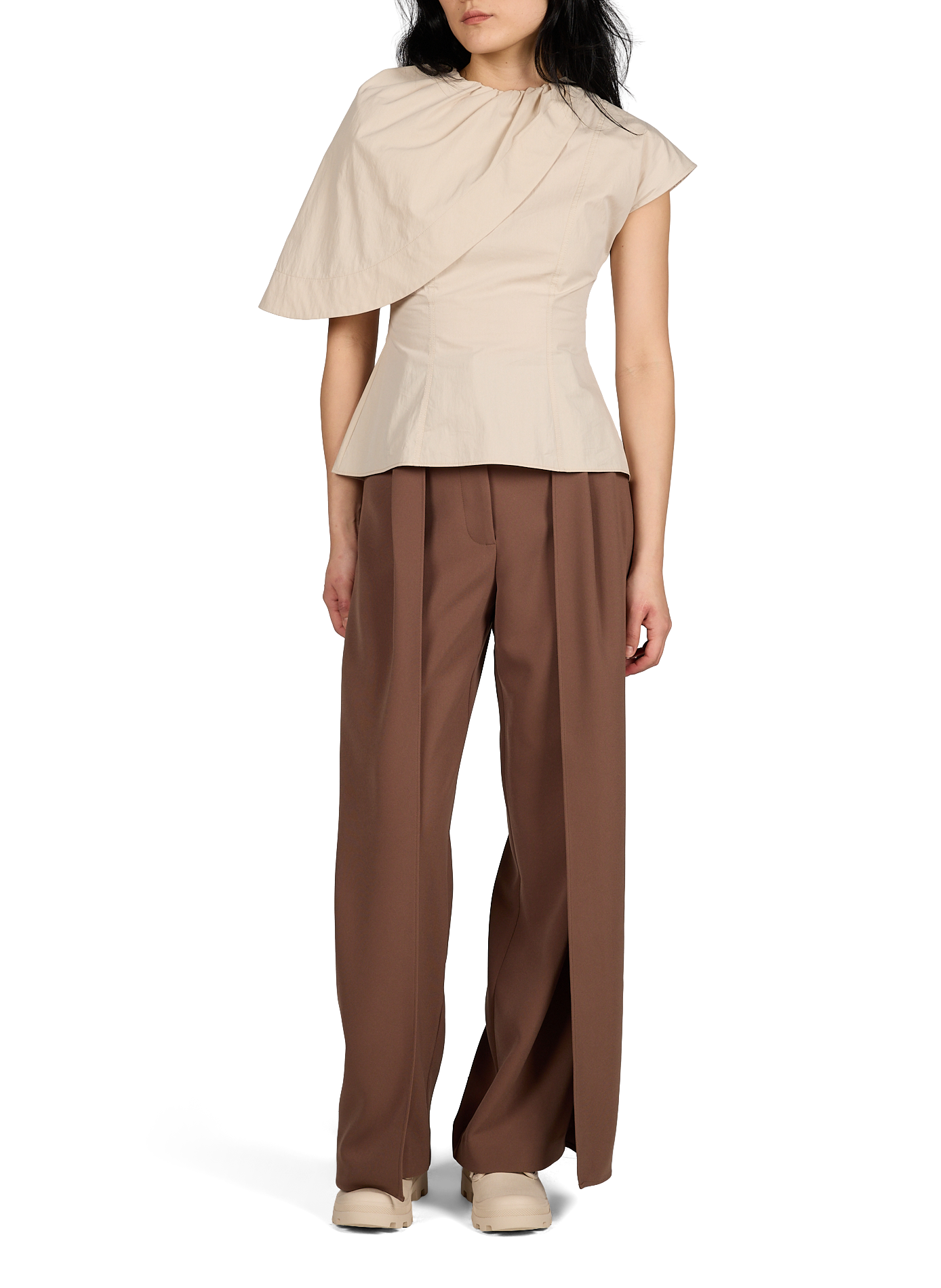 Wide pleated trousers TOPSHOP Beige