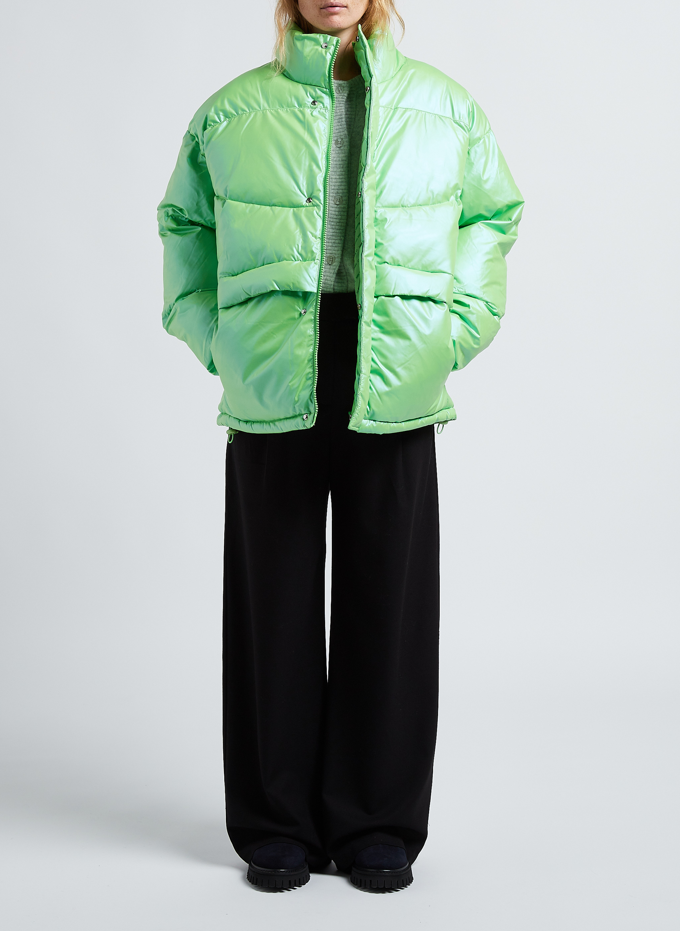 Gilet oversize col rond boutonné damsville AMERICAN VINTAGE Gris