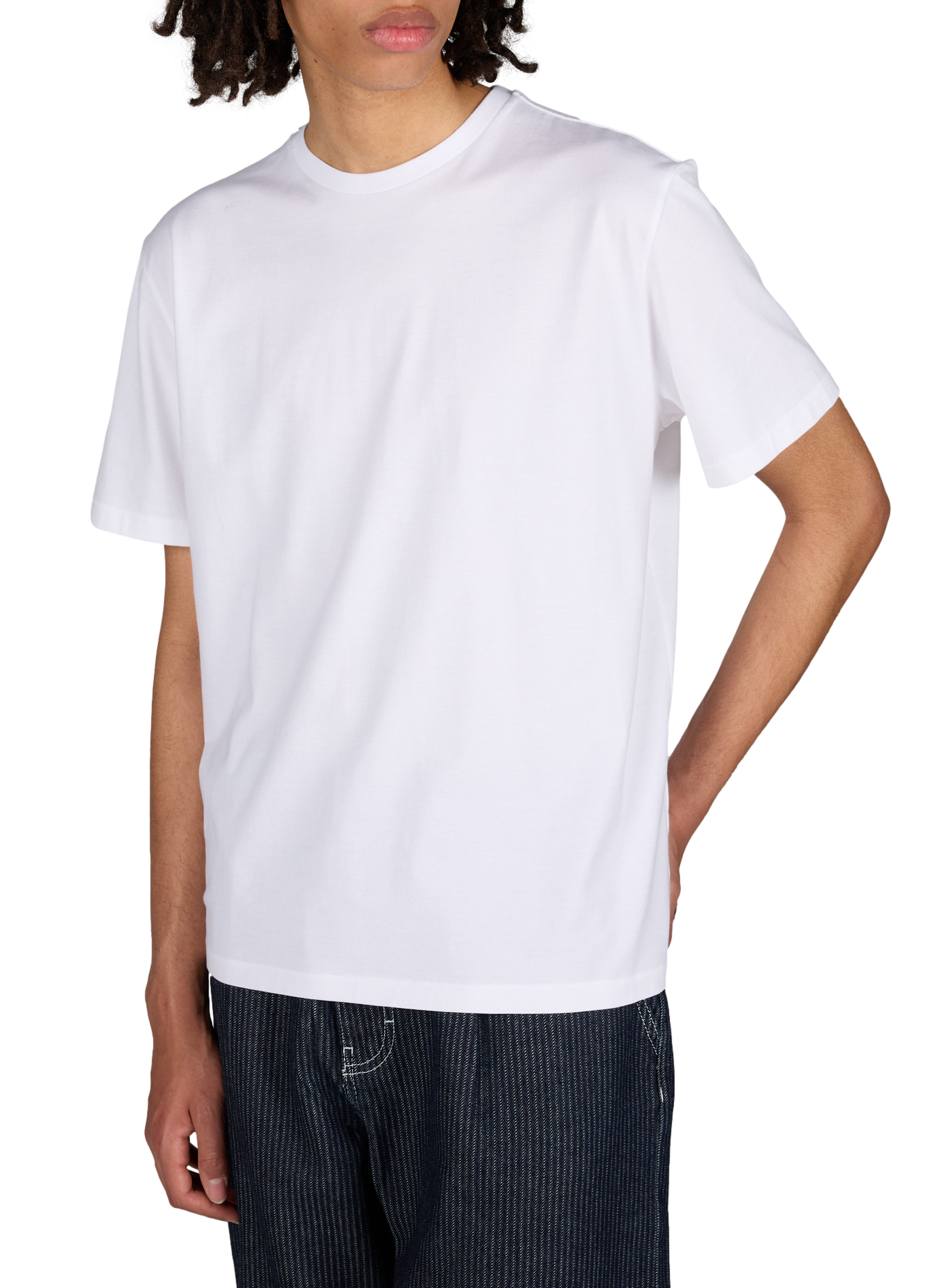 Plain round neck cotton T-shirt AMOMENTO White