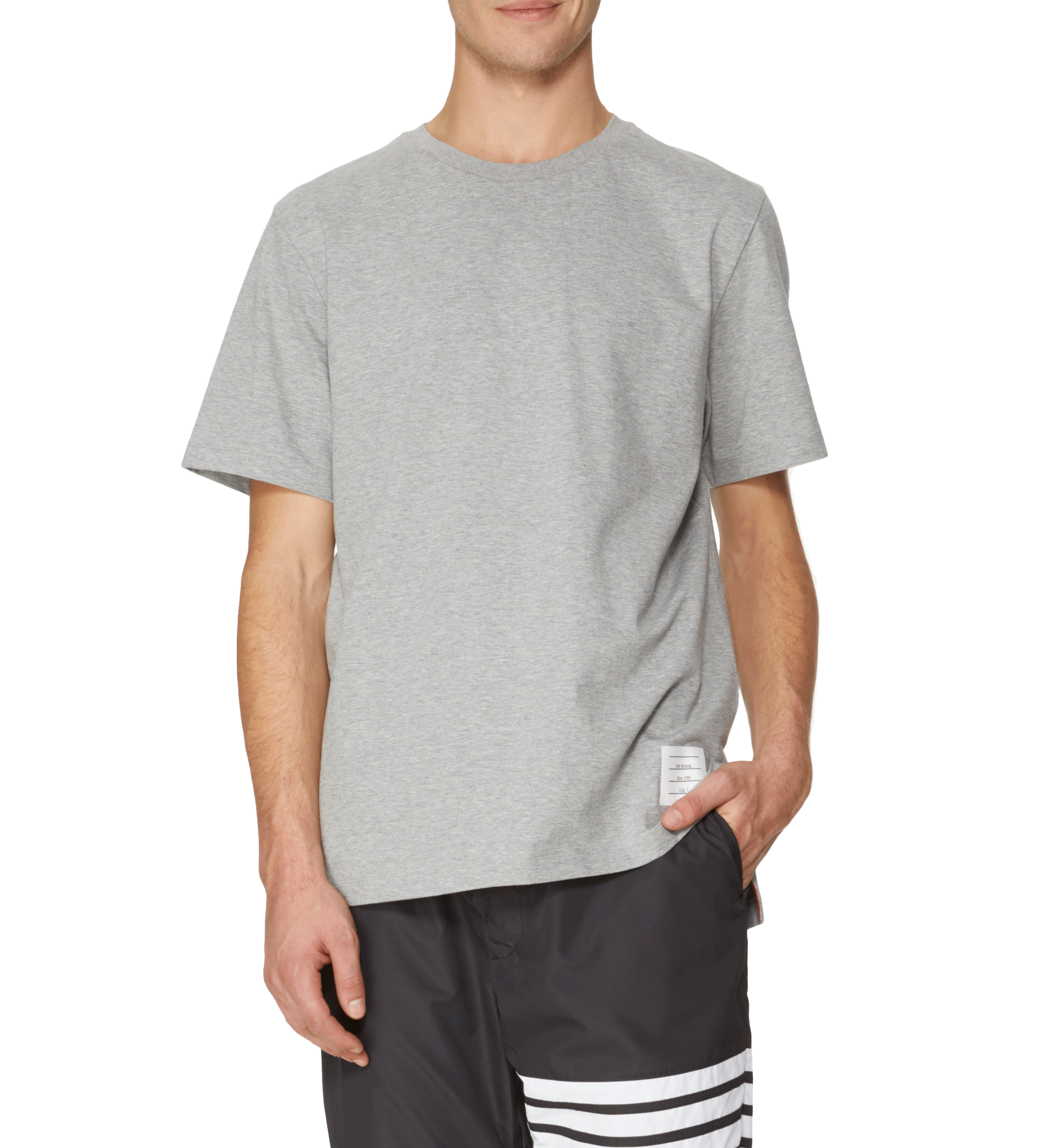 T-shirt met katoenen patch THOM BROWNE Grijs