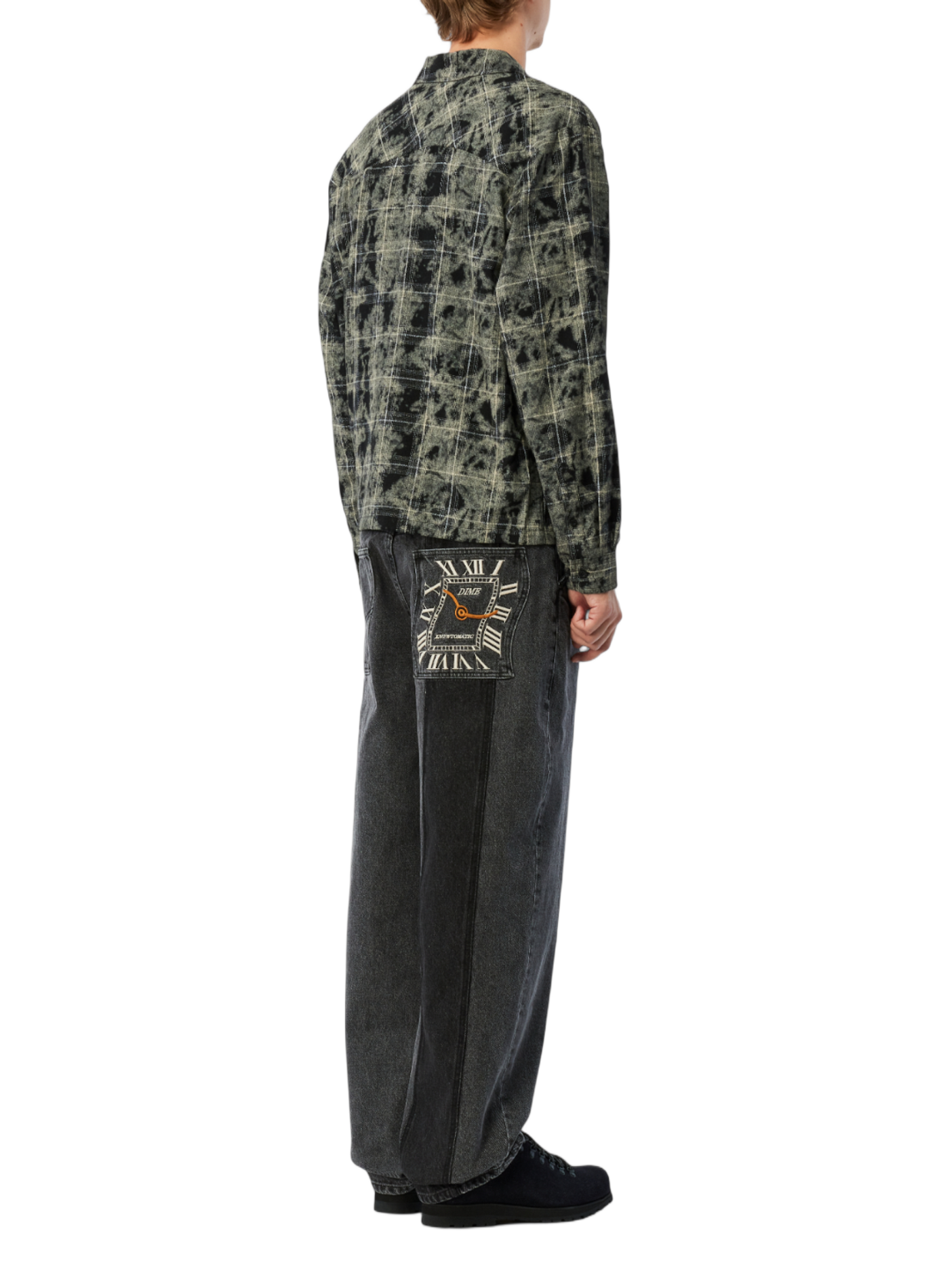 Chemise manches longues à carreaux Noir