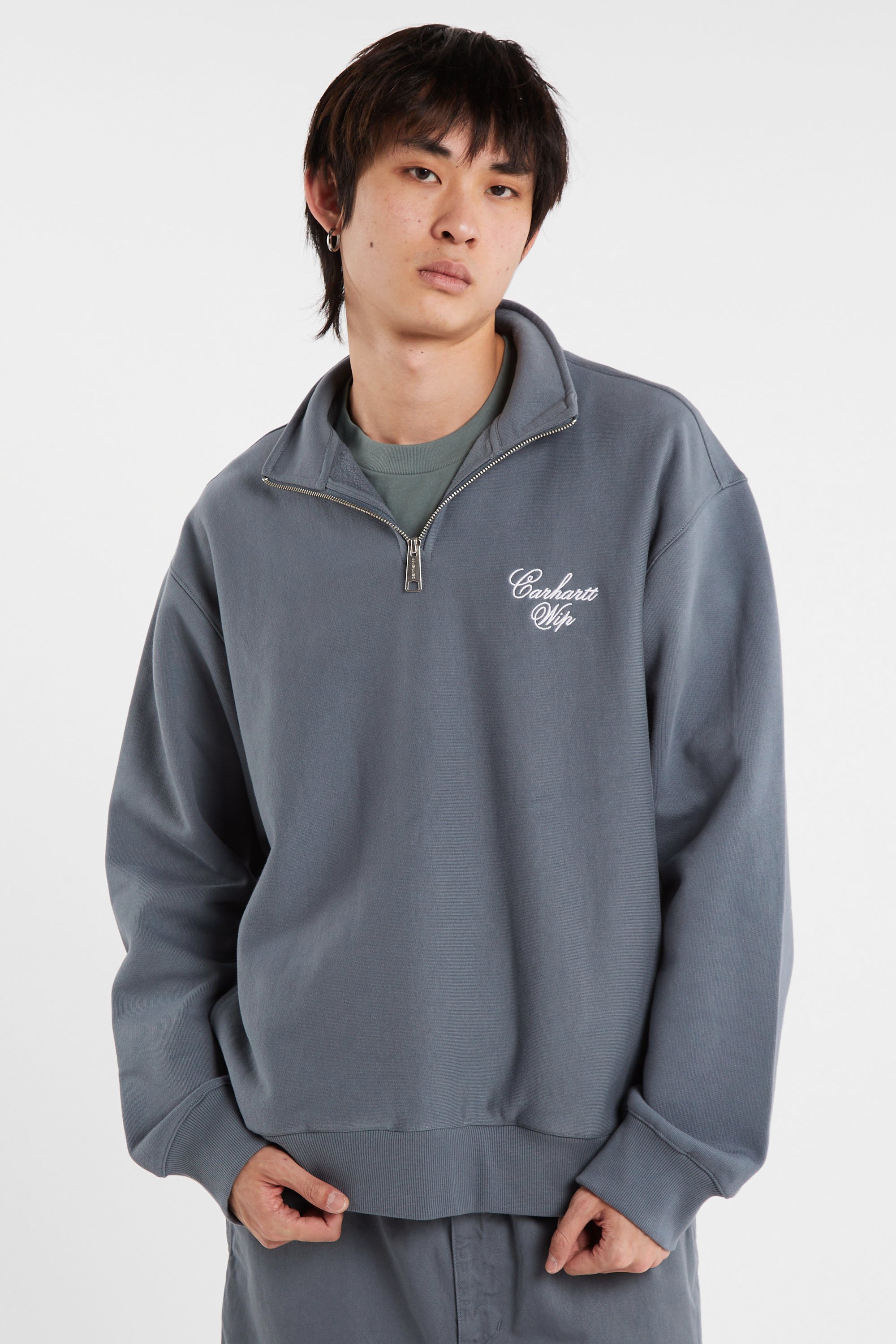 Sweat zippé longhand half zip sweat CARHARTT WIP Bleu