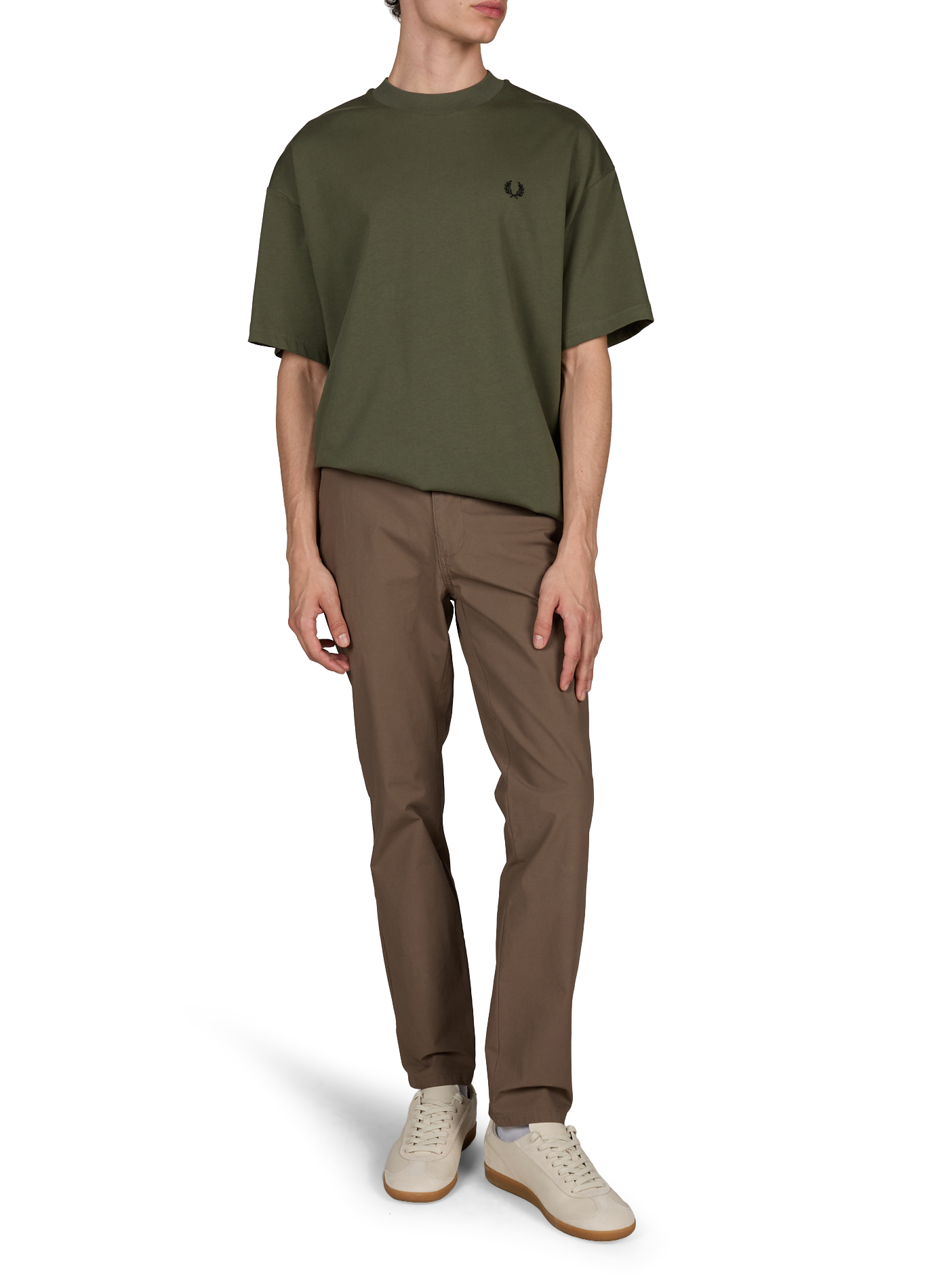 Oversized t-shirt with cotton back print FRED PERRY Green