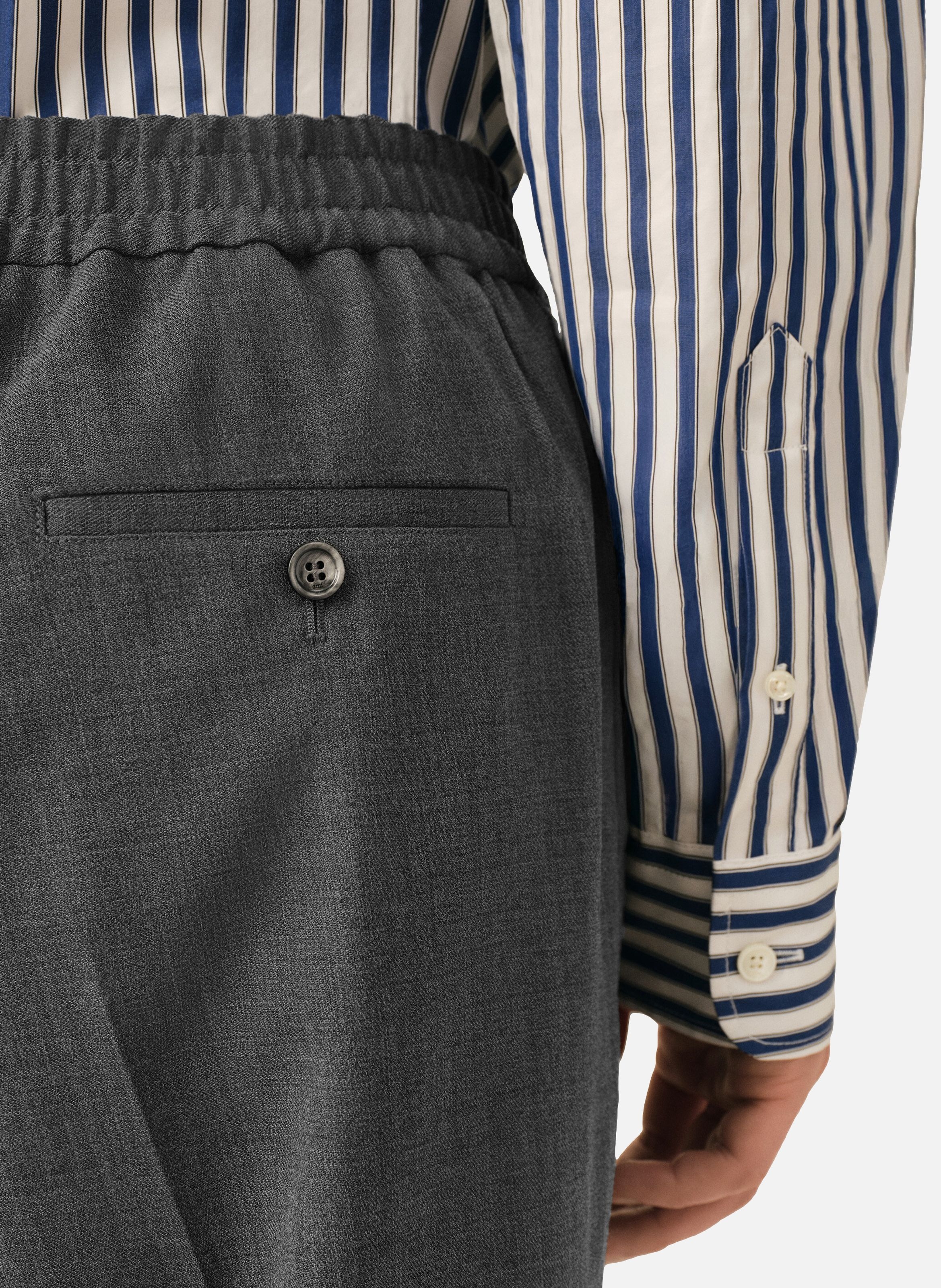 Pantalon en laine taille élastiquée AMI PARIS Gris
