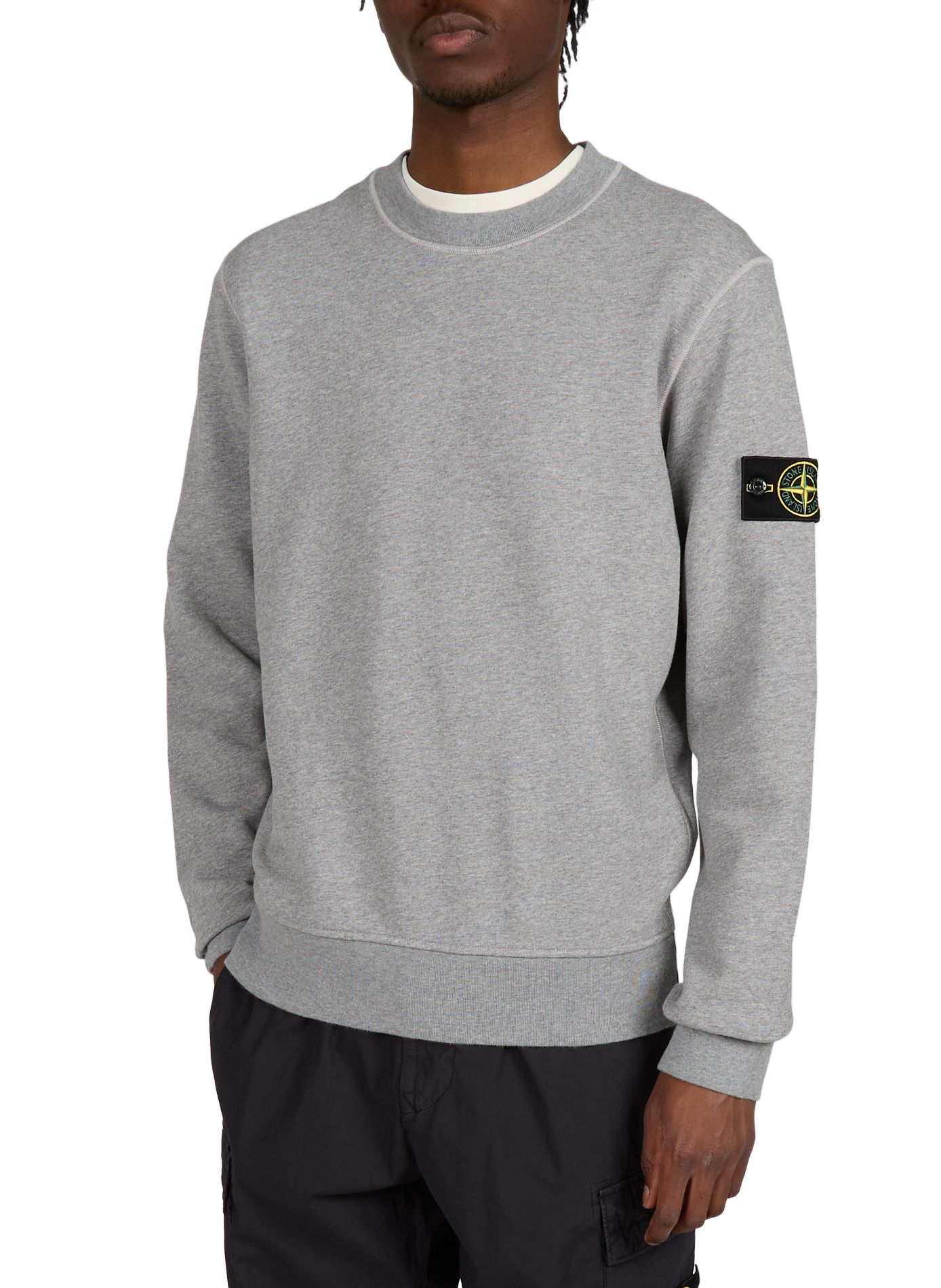 Straight round neck plain sweatshirt STONE ISLAND Grey