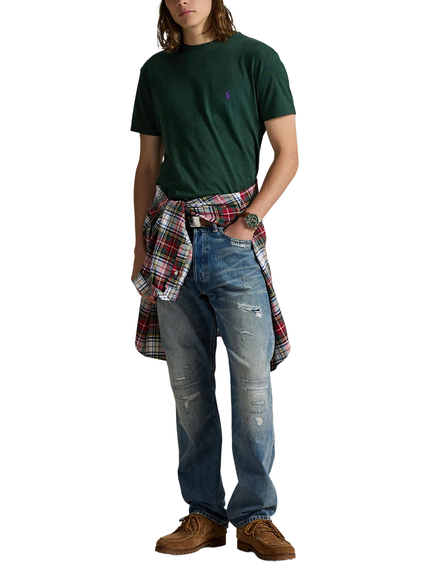T-shirt droit à logo en coton POLO RALPH LAUREN Vert