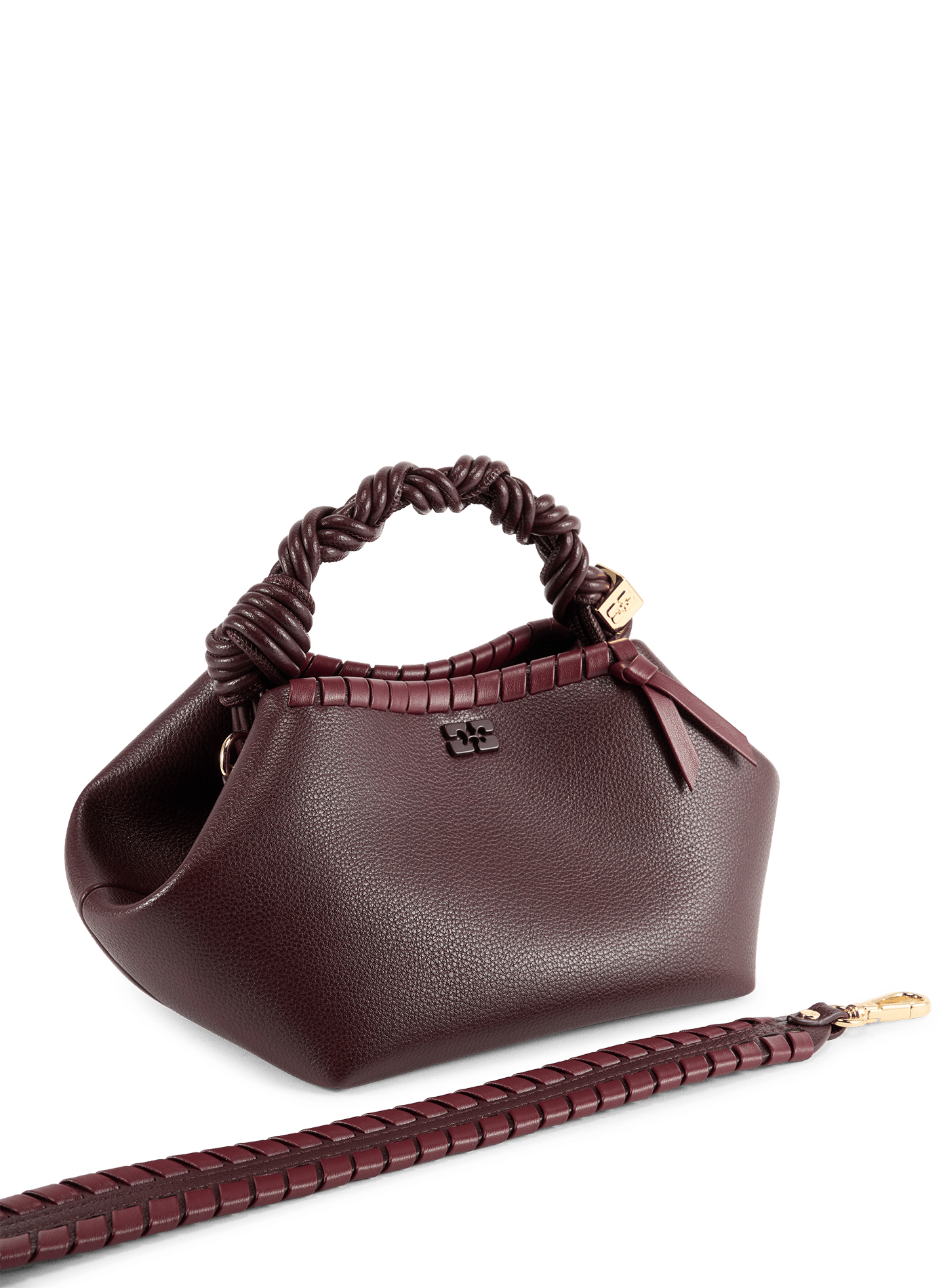 Small braided Bou handbag GANNI Brown