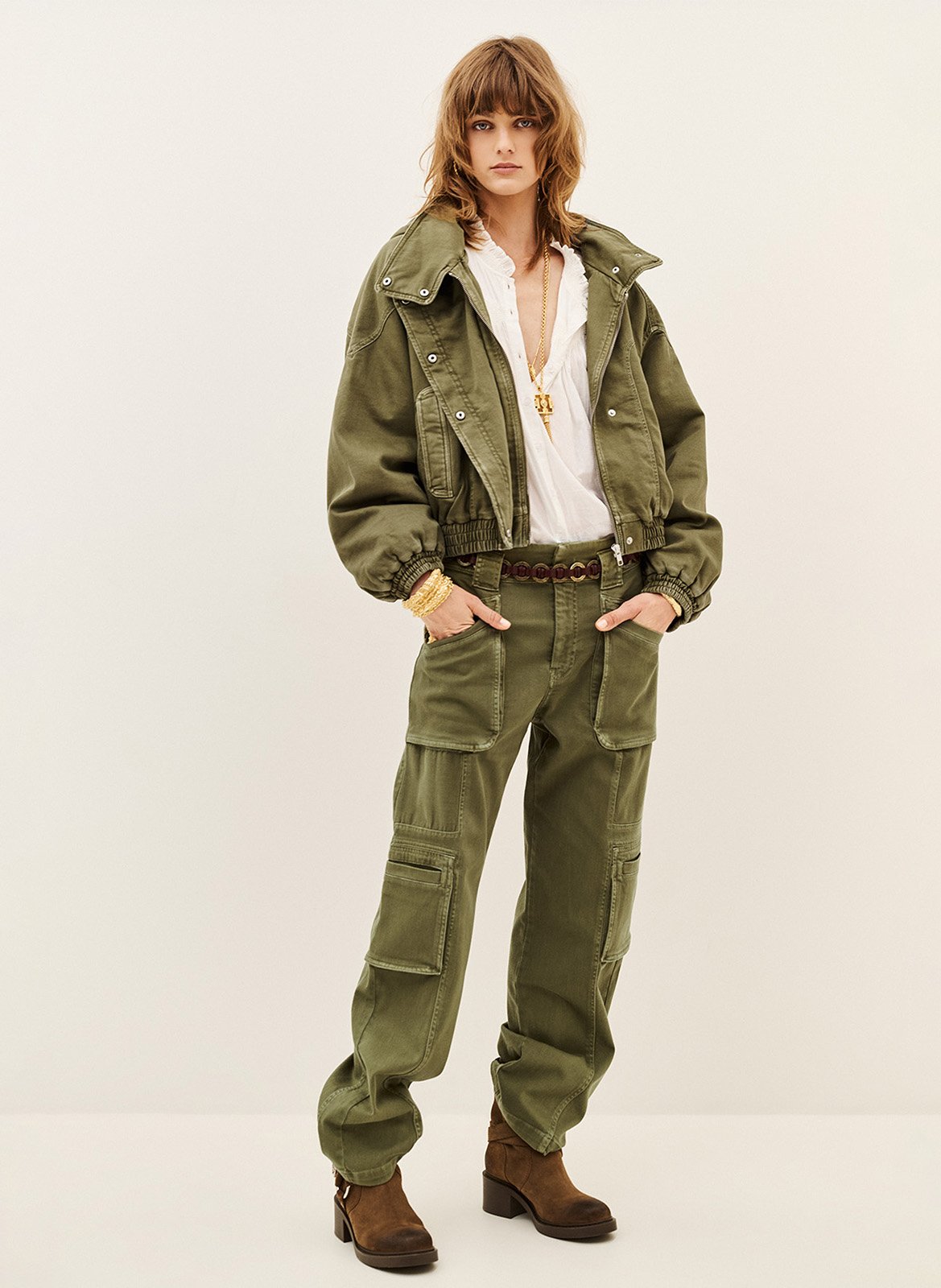 Blouson col montant en coton nalo BA&SH Kaki