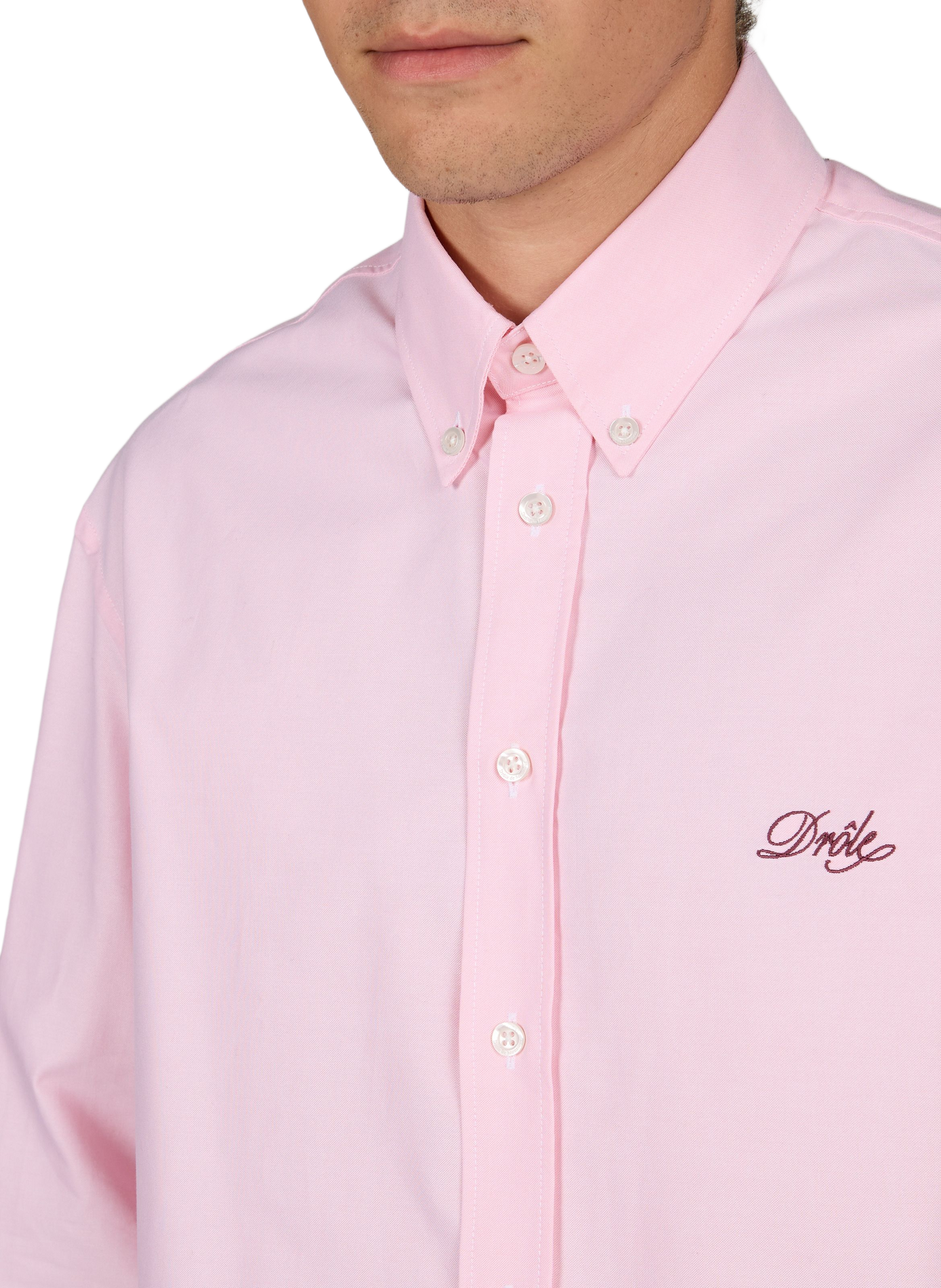 Chemise ample col boutonné en coton DROLE DE MONSIEUR Rose