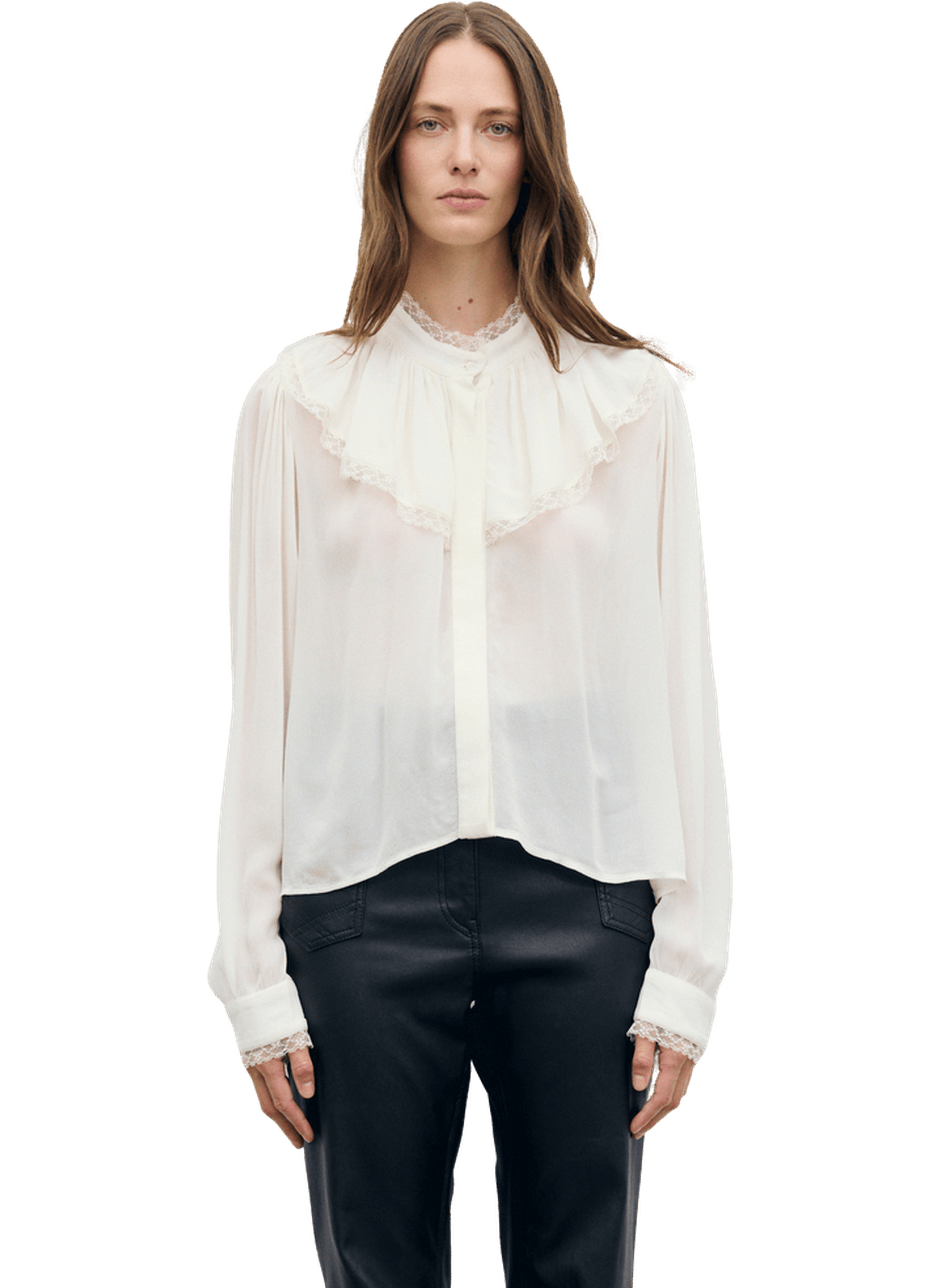 Chemise en crêpe à volants - lumina GERARD DAREL Beige